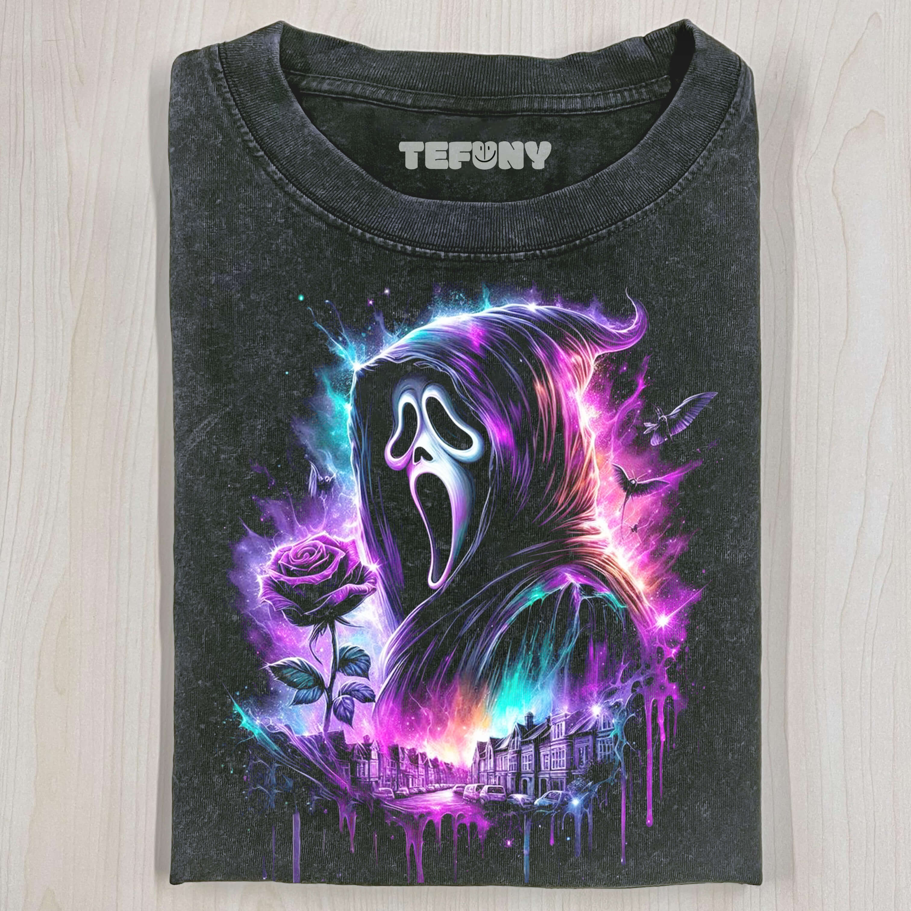 COLORFUL MASK FLOWERS T-SHIRT