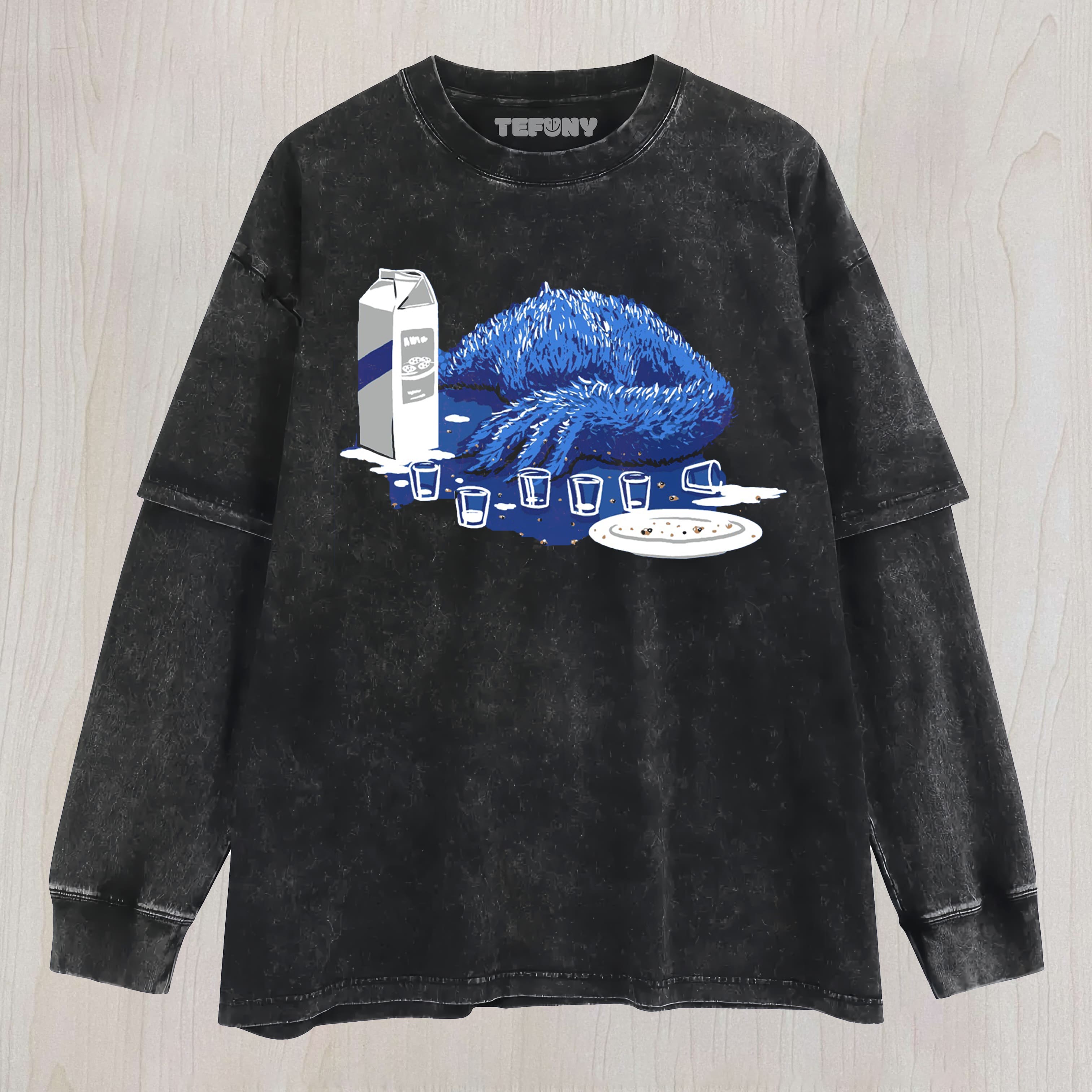 COOKIE MONSTER IS DRUNK LAYERED LONG SLEEVE