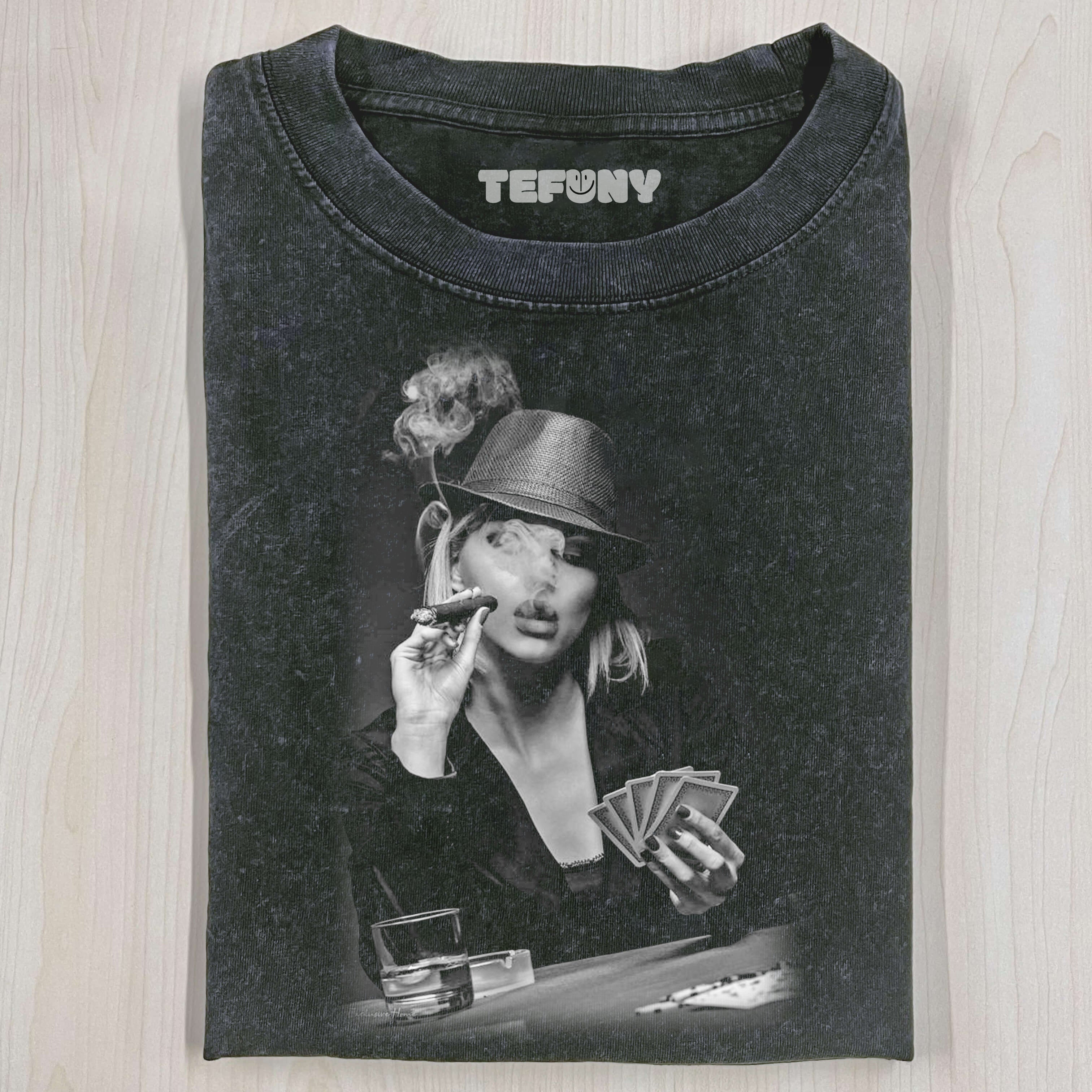 COOL GIRL SMOKING T-SHIRT V4