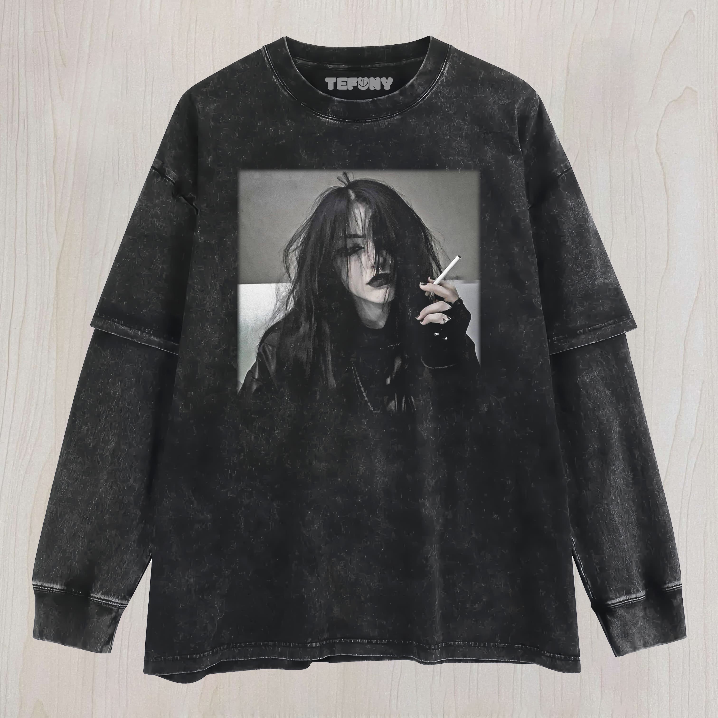 COOL SMOKING WOMAN LAYERED LONG SLEEVE