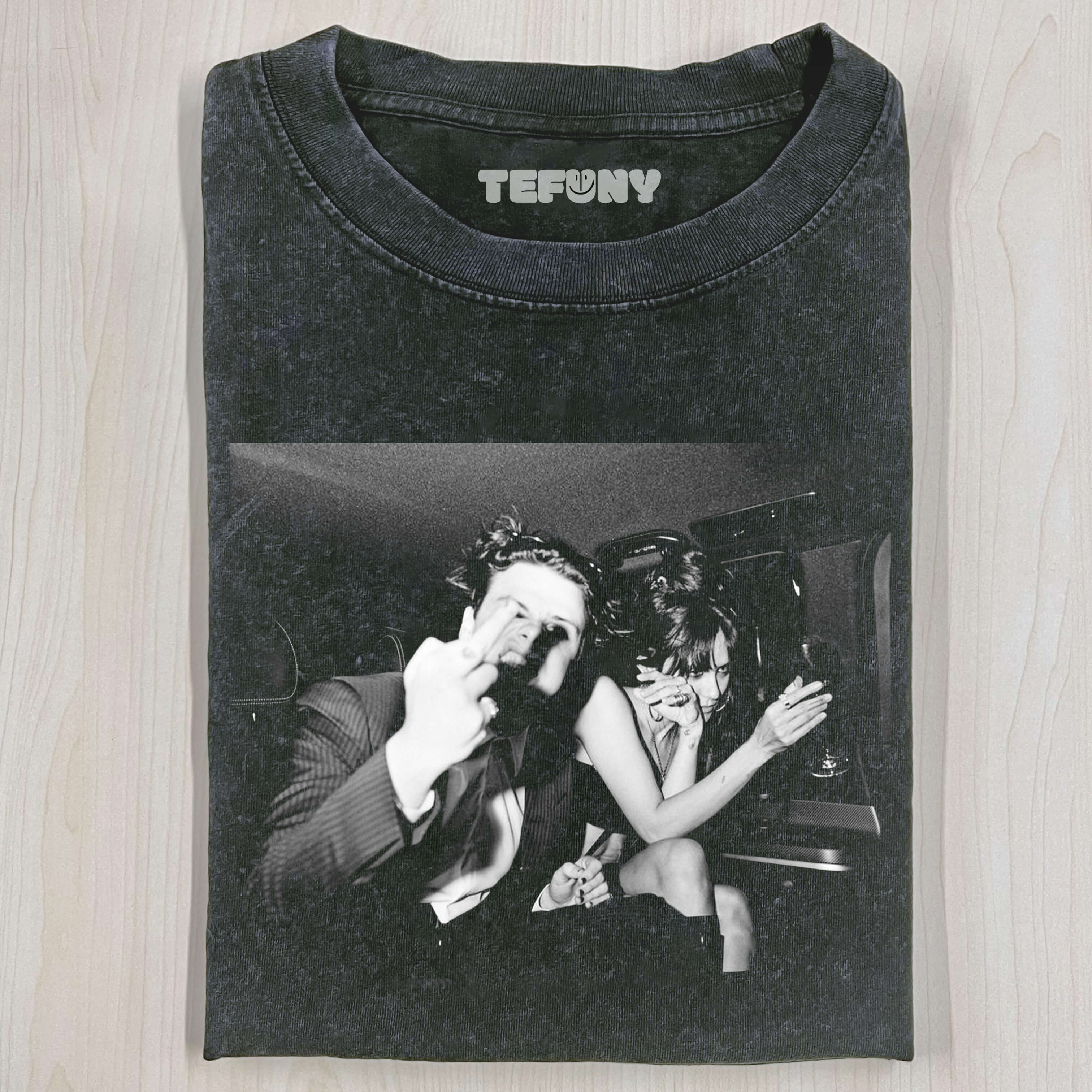 COUPLE IN CAR T-SHIRT