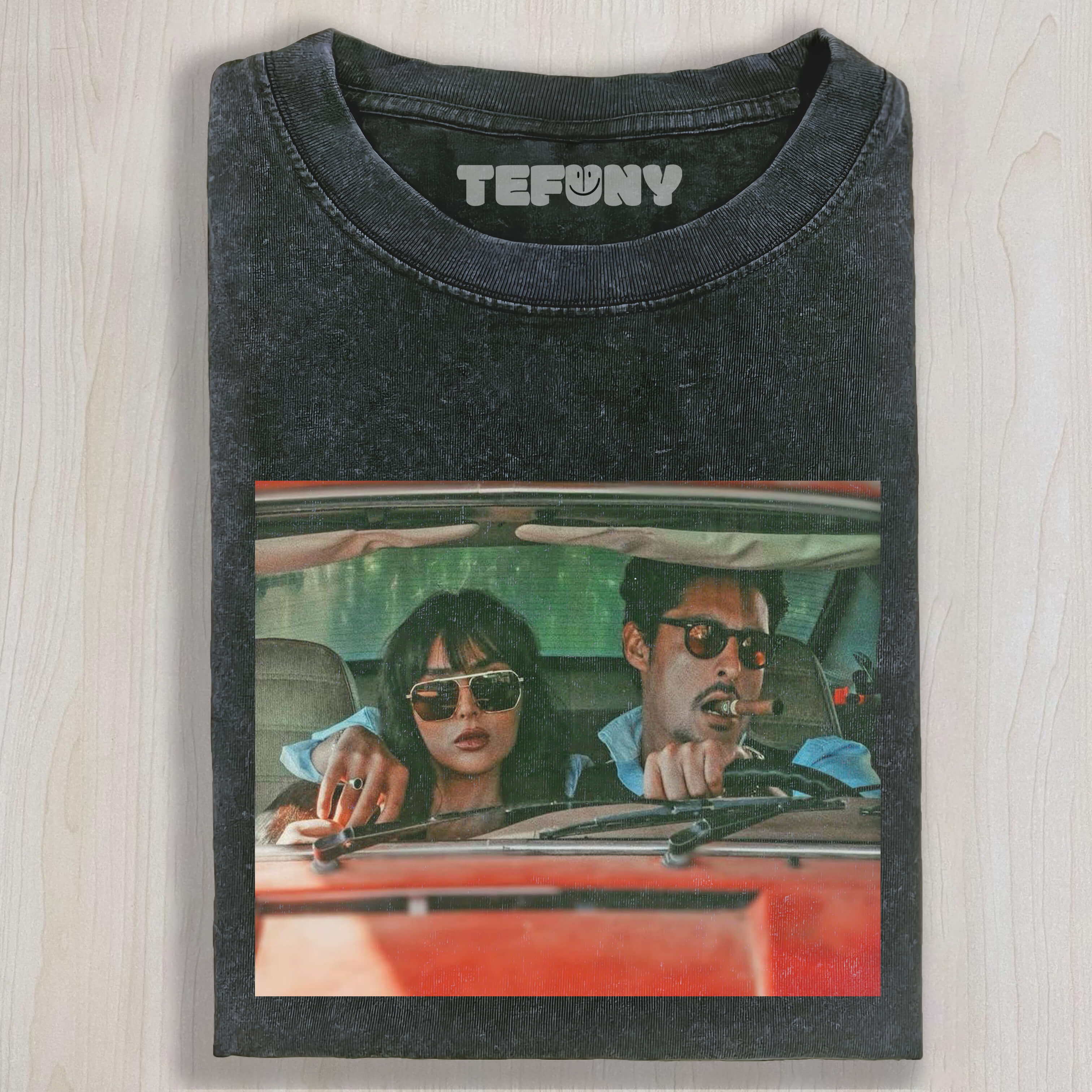 COUPLE SMOKING IN CAR T-SHIRT
