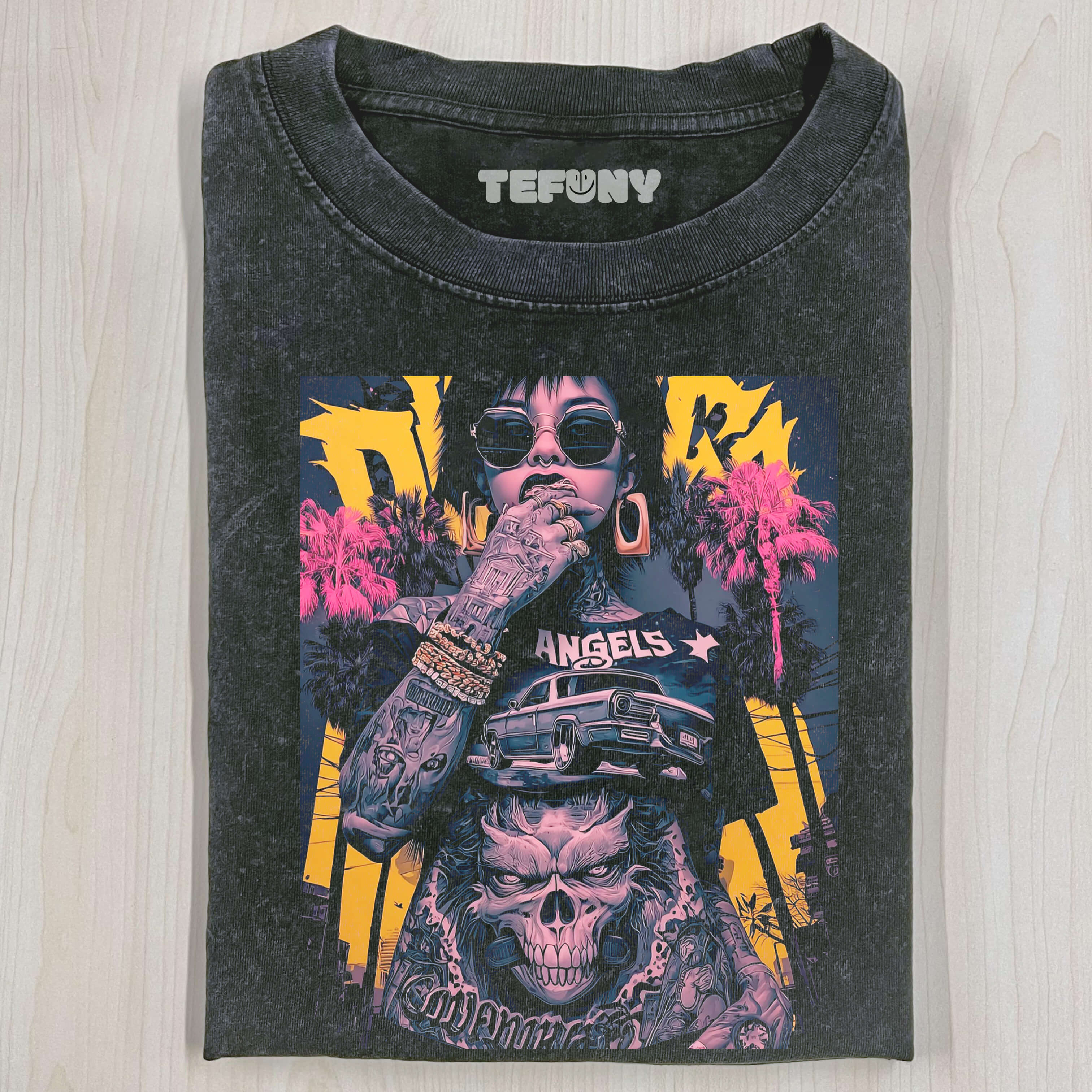 CRAZY GOLD TOOTH TATTOO GIRL T-SHIRT V1