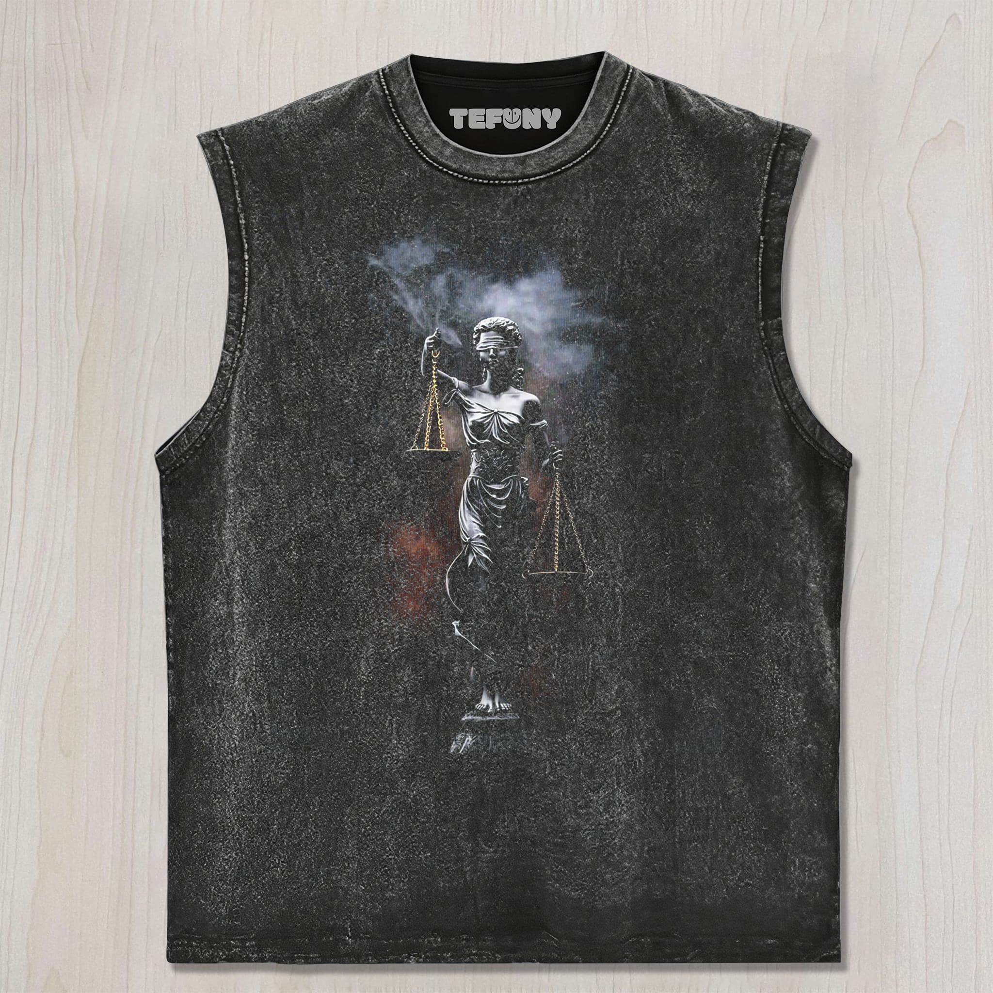 DARK STATUE LADY JUSTICE UNISEX TEE, TANK TOP, LAYERED LS, SWEATSHIRT & HOODIE