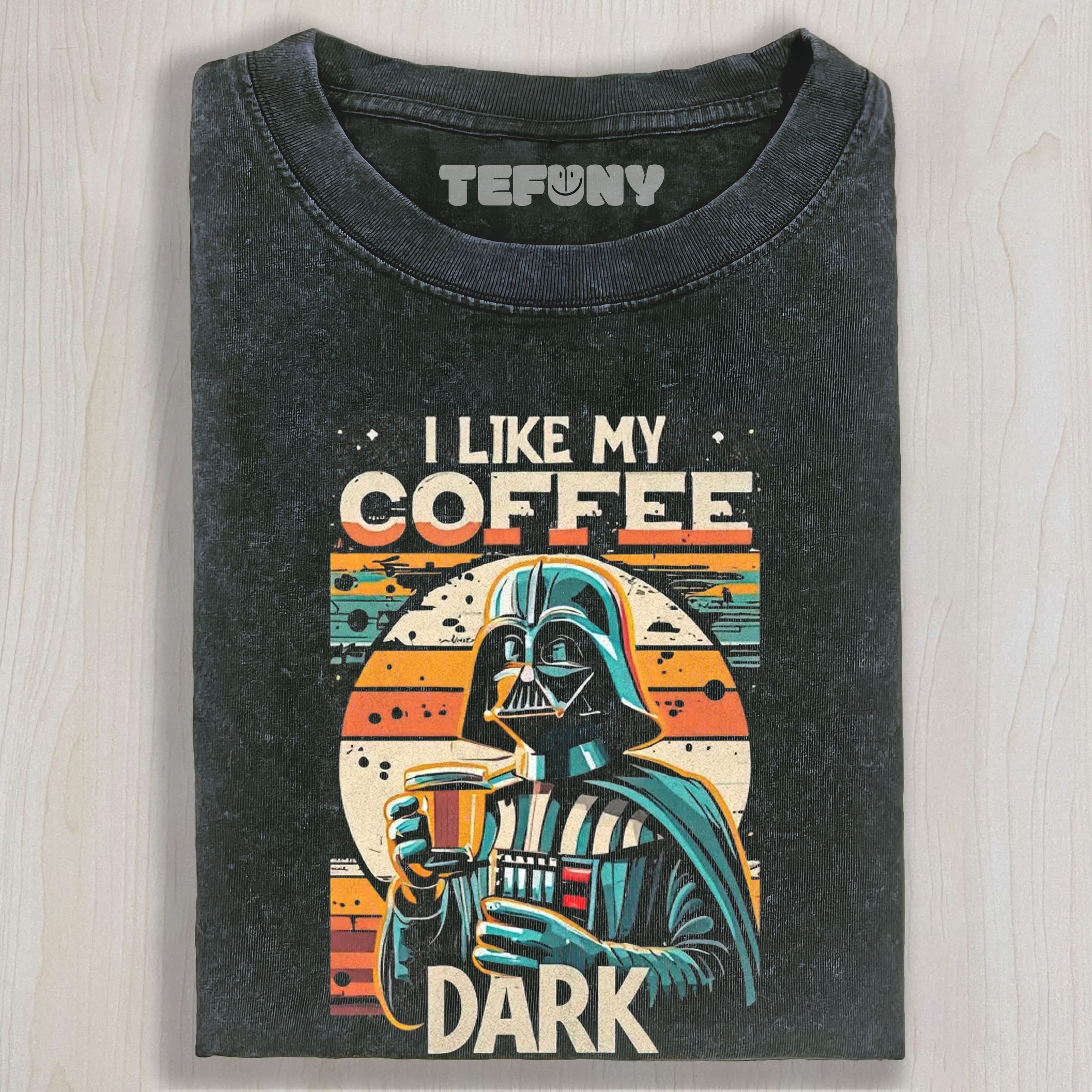 DARK VILLAIN COFFEE QUOTE GRAPHIC WASHED UNISEX TEE, TANK TOP, LAYERED LS, SWEATSHIRT & HOODIE