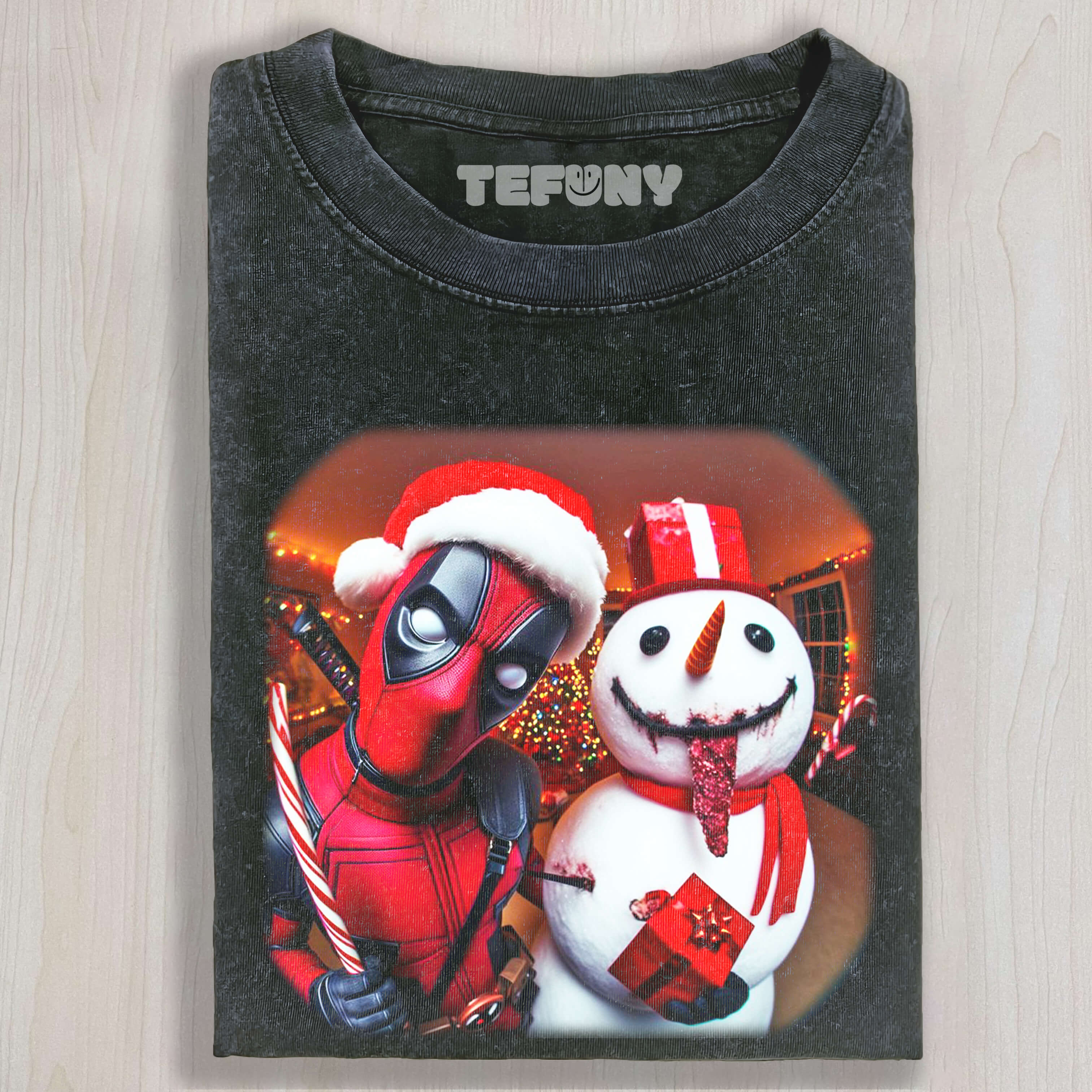 DEADPOOL AND THE CHRISTMAS SNOWMAN TEE & SWEAT & HOOD