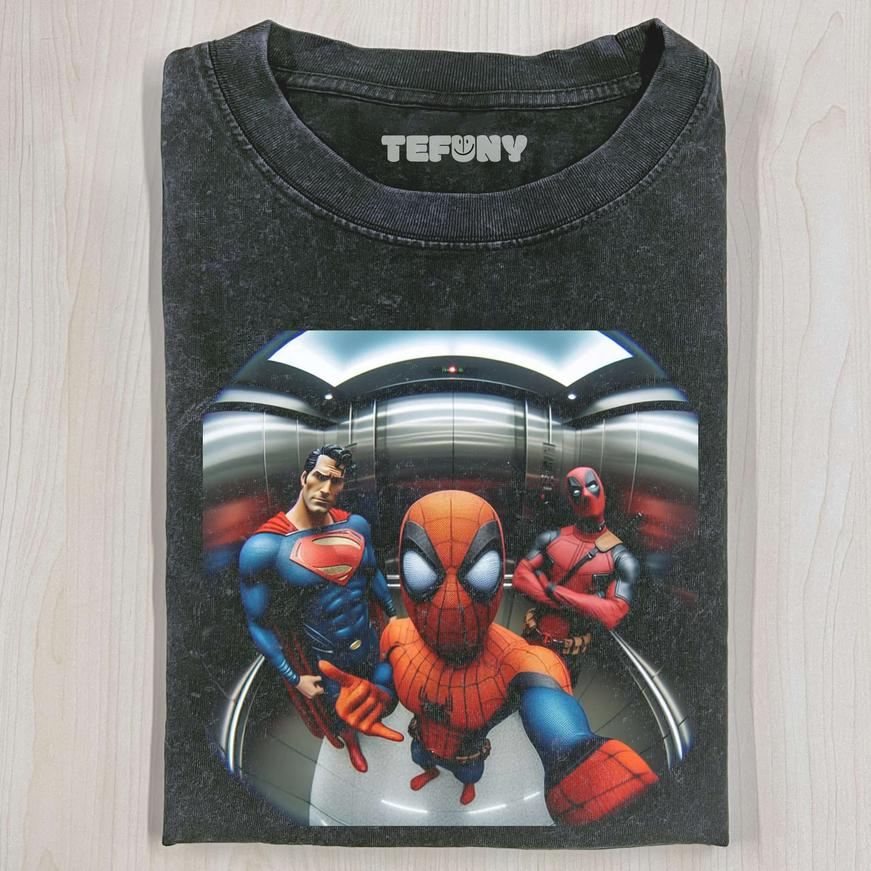 DEADPOOL & SPIDERMAN & SUPERMAN T-SHIRT