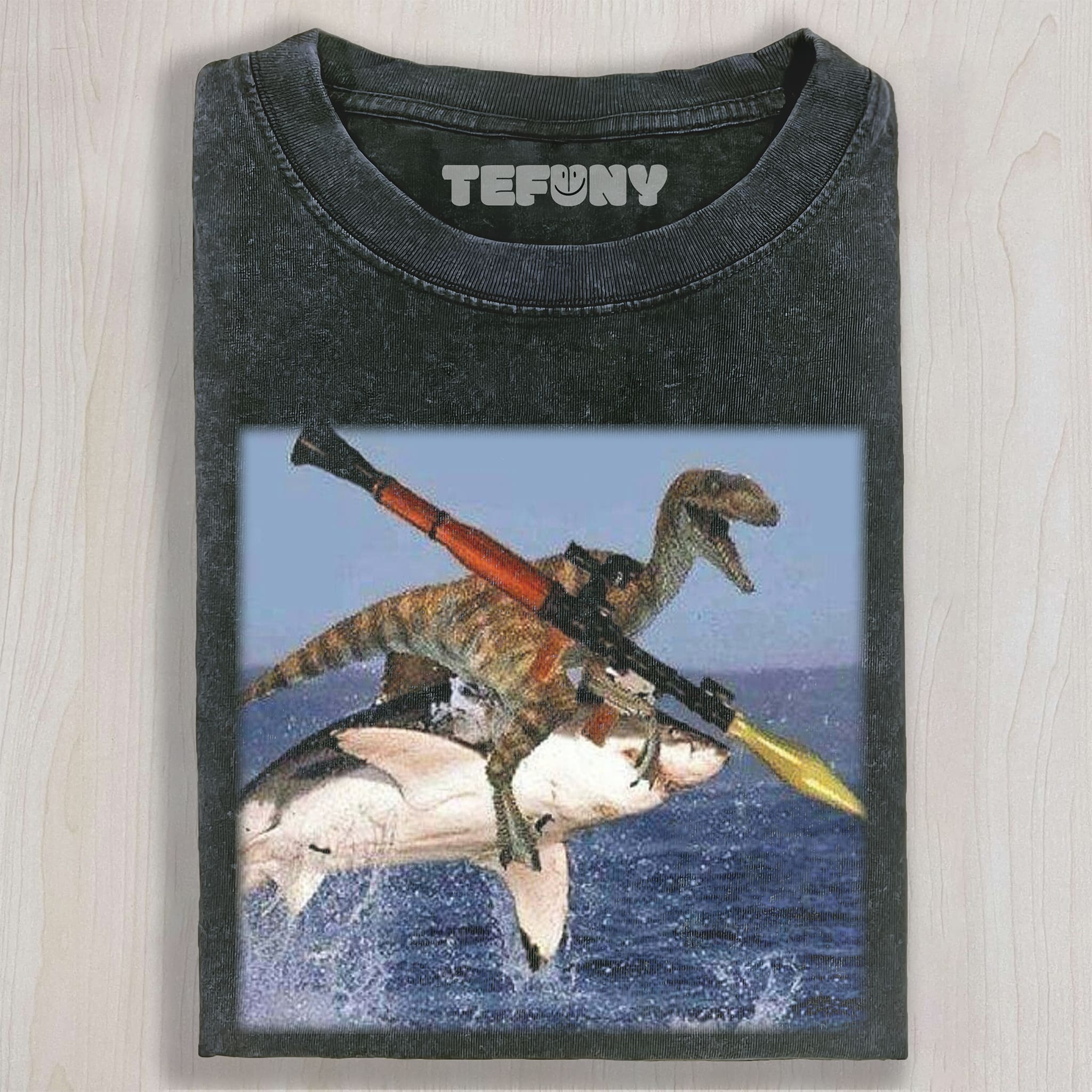 DINOSAURS RIDING SHARKS UNISEX TEE, TANK TOP, LAYERED LS, SWEATSHIRT & HOODIE