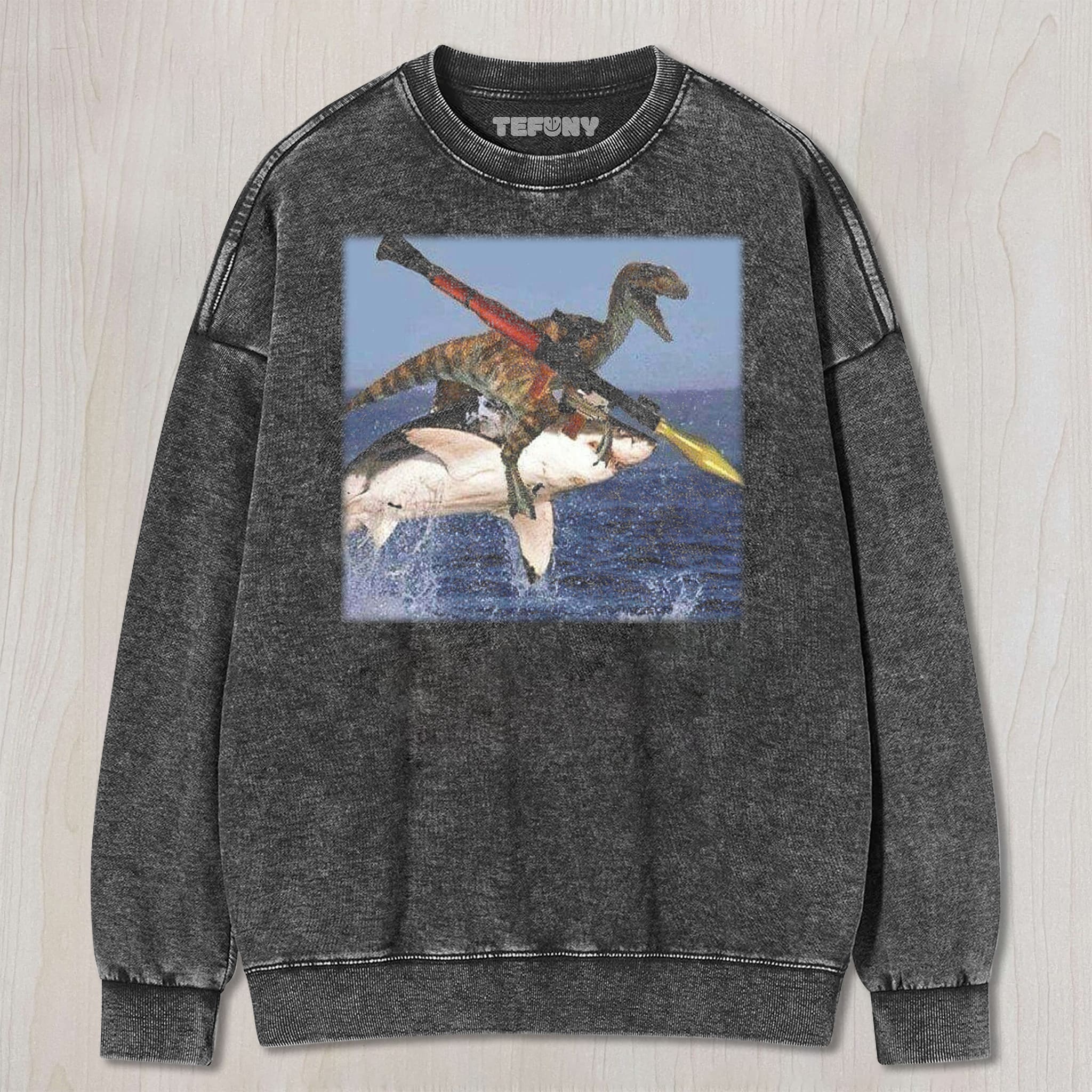 DINOSAURS RIDING SHARKS UNISEX TEE, TANK TOP, LAYERED LS, SWEATSHIRT & HOODIE