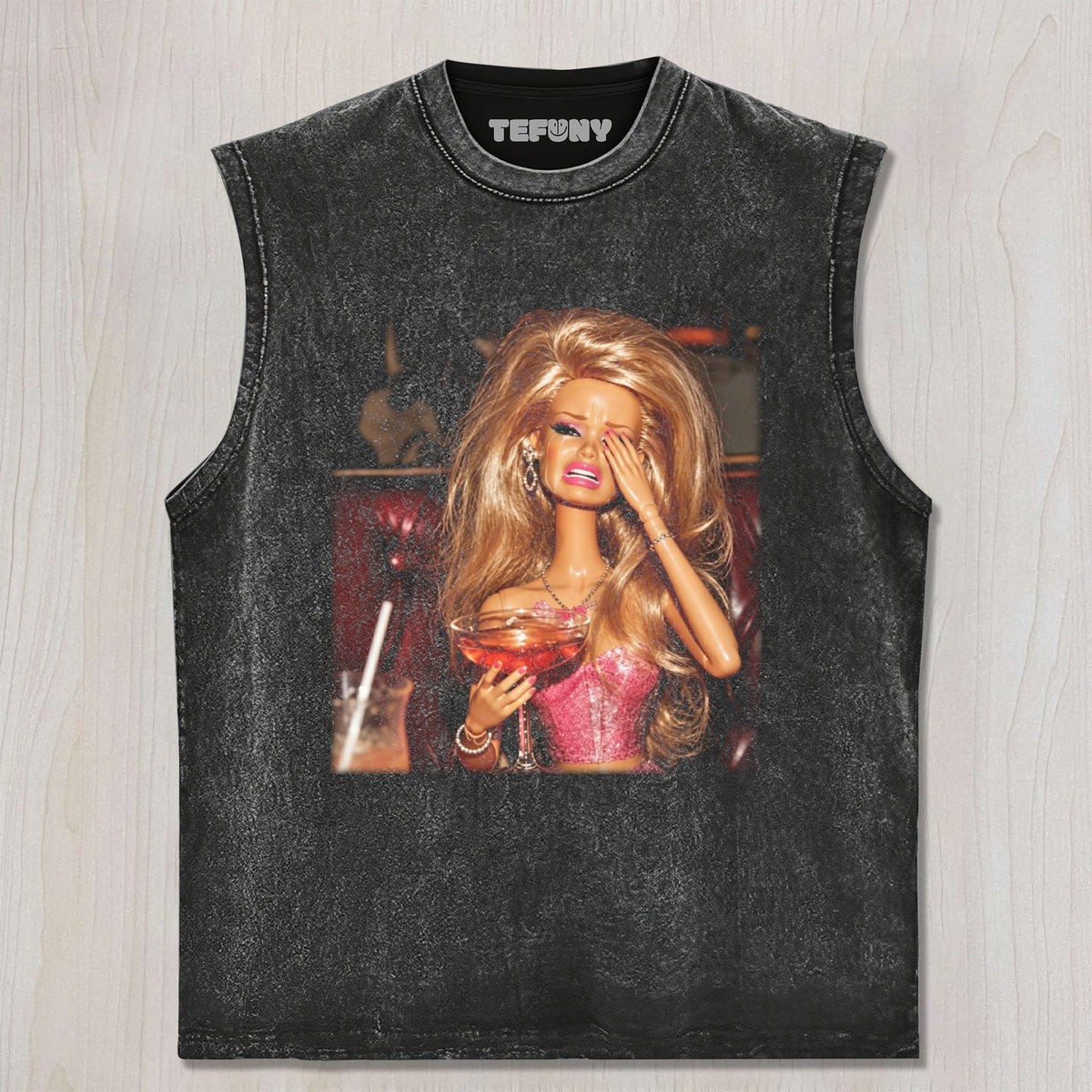 DISTRESSED DOLL CRYING GLAM UNISEX TEE, TANK TOP, LAYERED LS, SWEATSHIRT & HOODIE