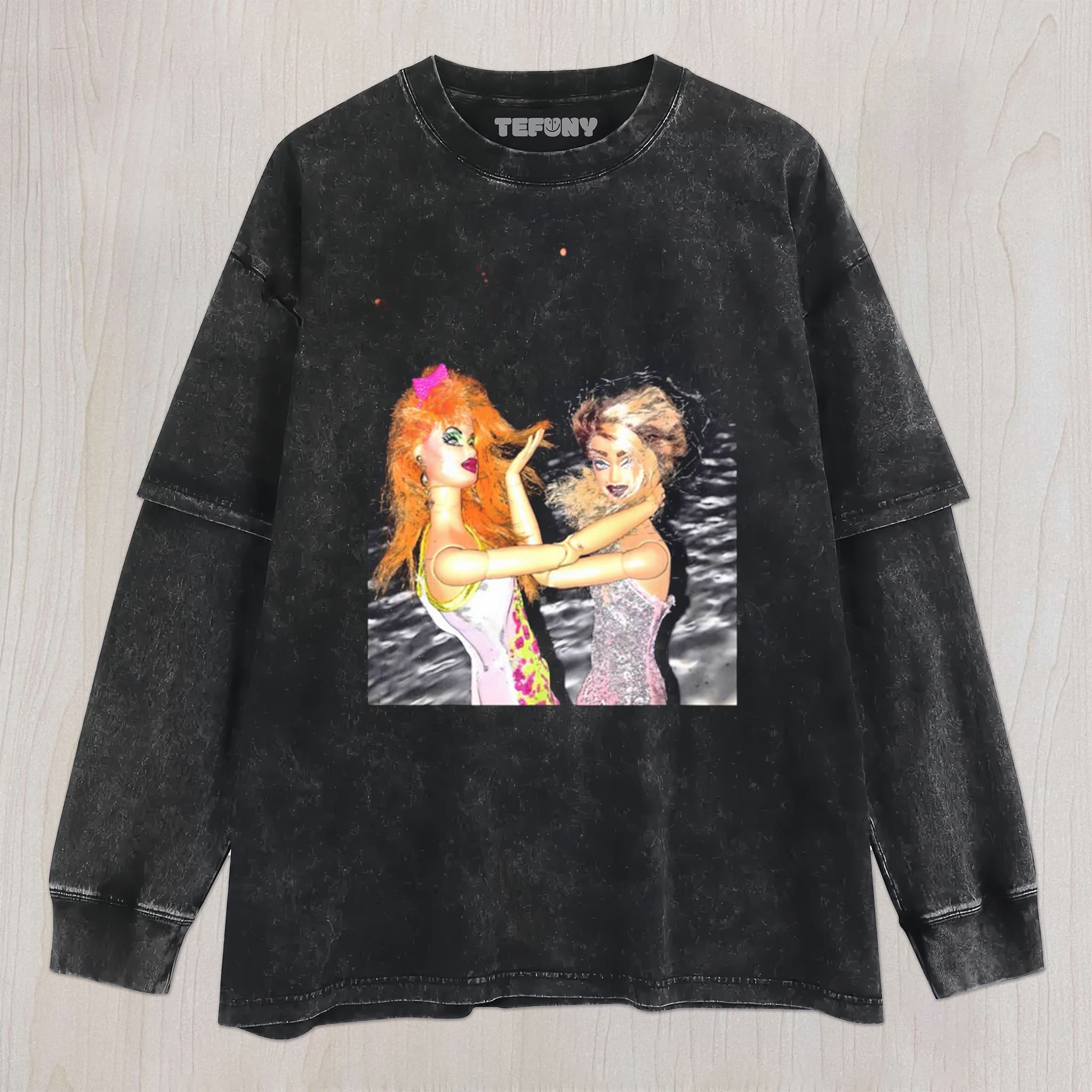 DISTRESSED DOLL MEME V1 UNISEX TEE, TANK TOP, LAYERED LS, SWEATSHIRT & HOODIE