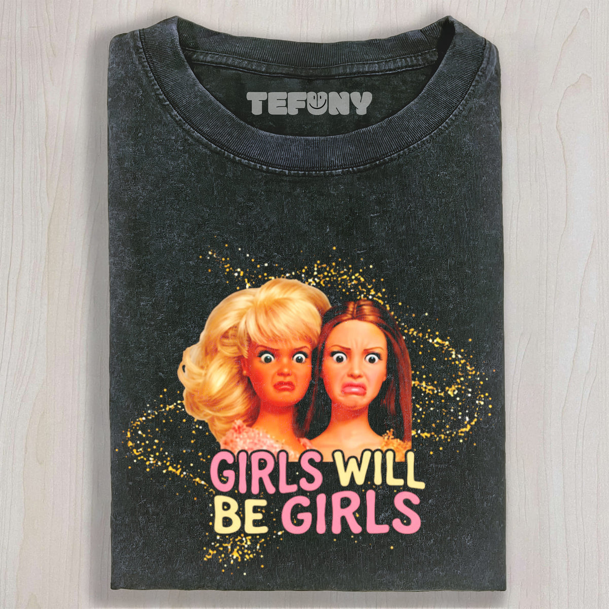 DISTRESSED DOLL MEME V26 UNISEX TEE, TANK TOP, LAYERED LS, SWEATSHIRT & HOODIE