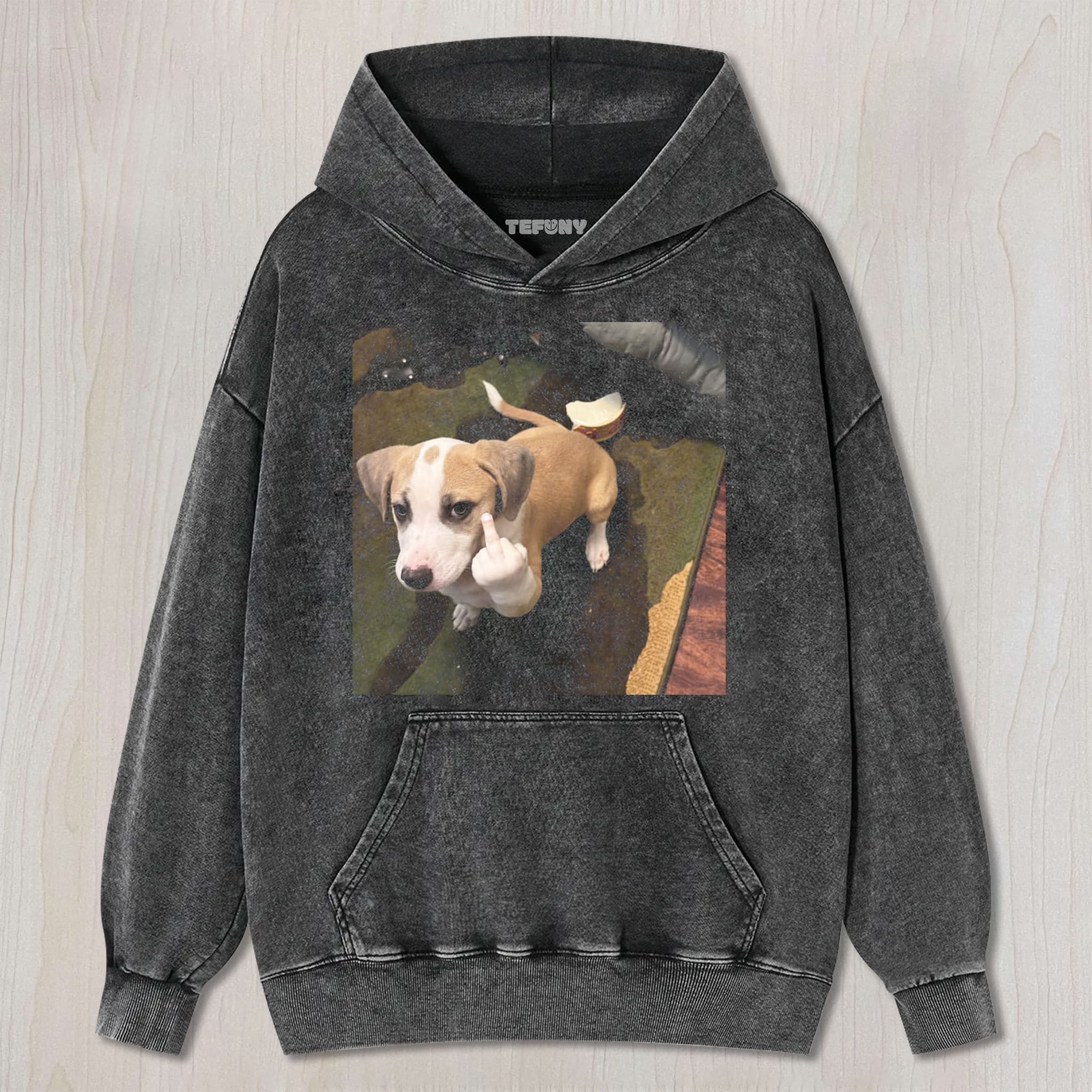 DOG GIVES MIDDLE FINGER UNISEX TEE, TANK TOP, LAYERED LS, SWEATSHIRT & HOODIE