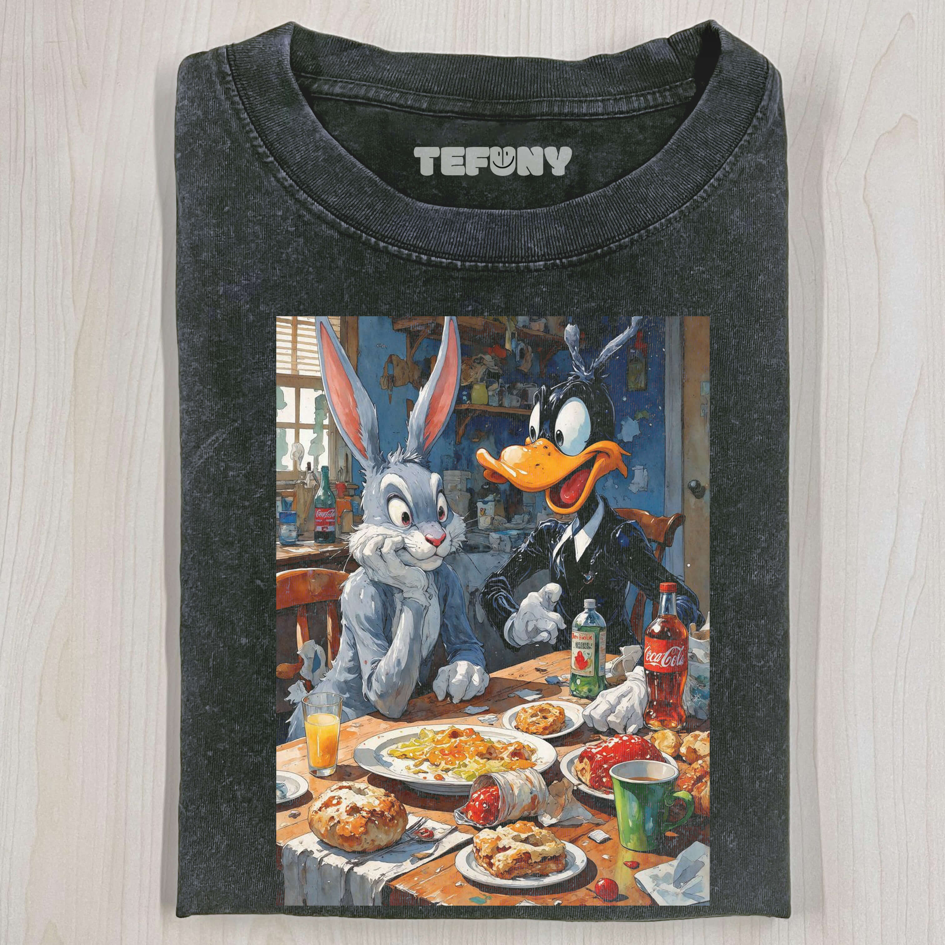 DONALD DUCK IS EATING HAMBURGERS T-THIRT