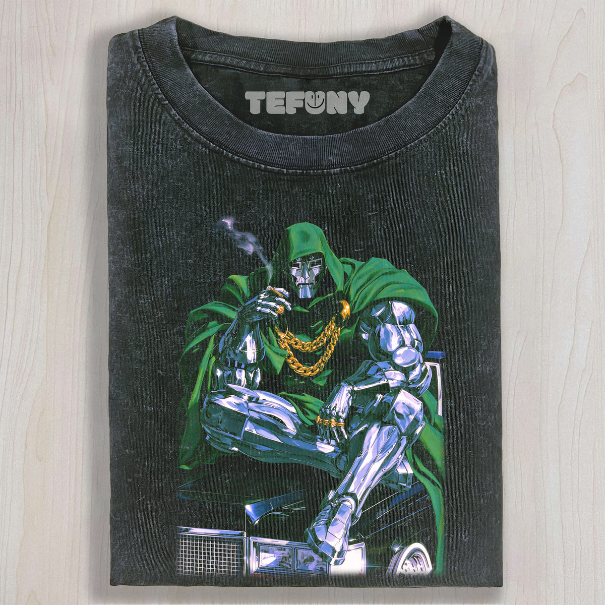 DR.DOOM SITTING ON THE CAR UNISEX TEE, TANK TOP, LAYERED LS, SWEATSHIRT & HOODIE