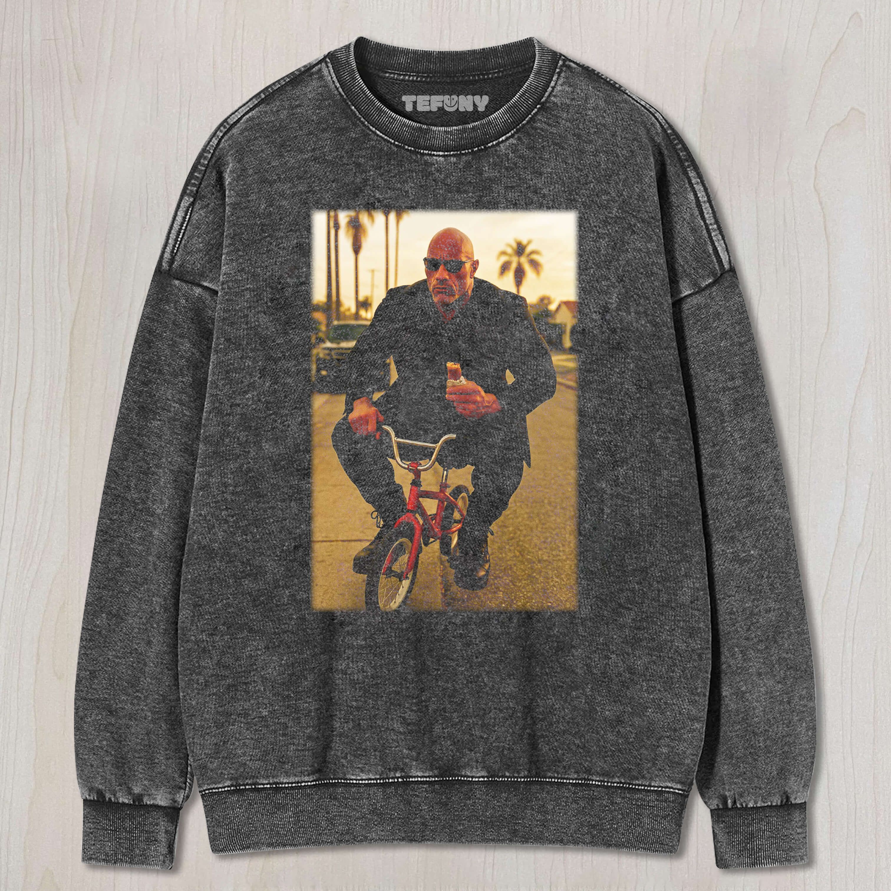 DWAYNE JOHNSON RIDING A SMALL BICYCLE TEE & SWEAT & HOOD