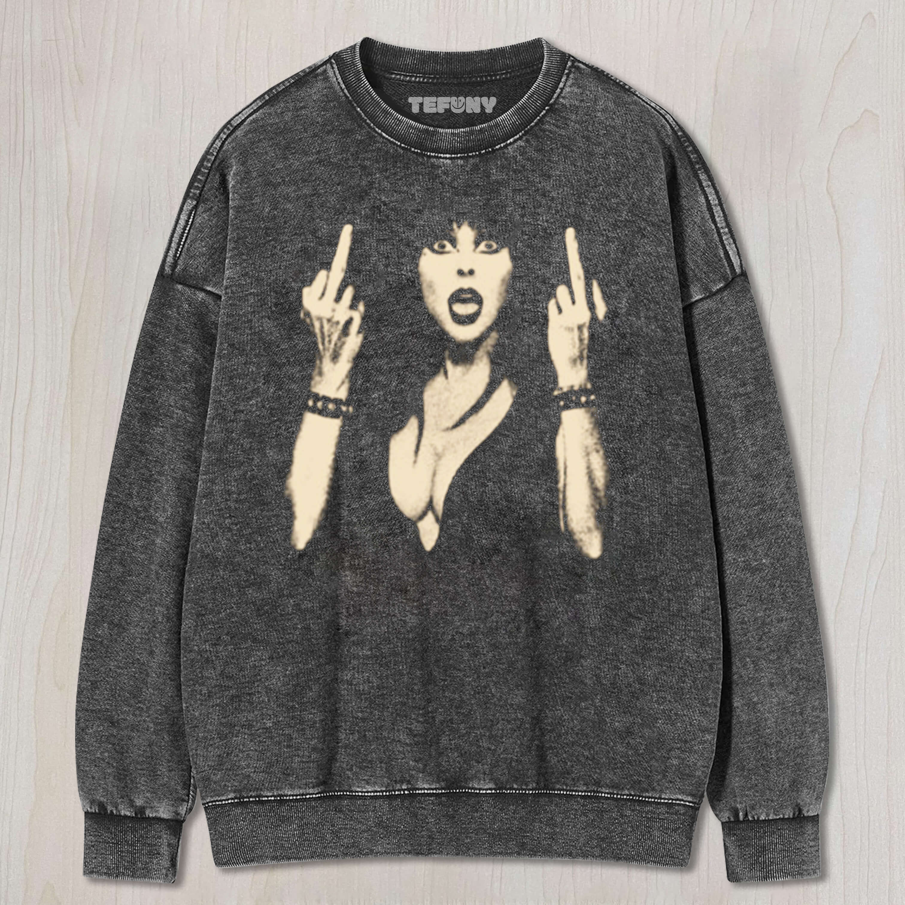 ELVIRA FLIPPING THE BIRD TEE & SWEAT & HOOD