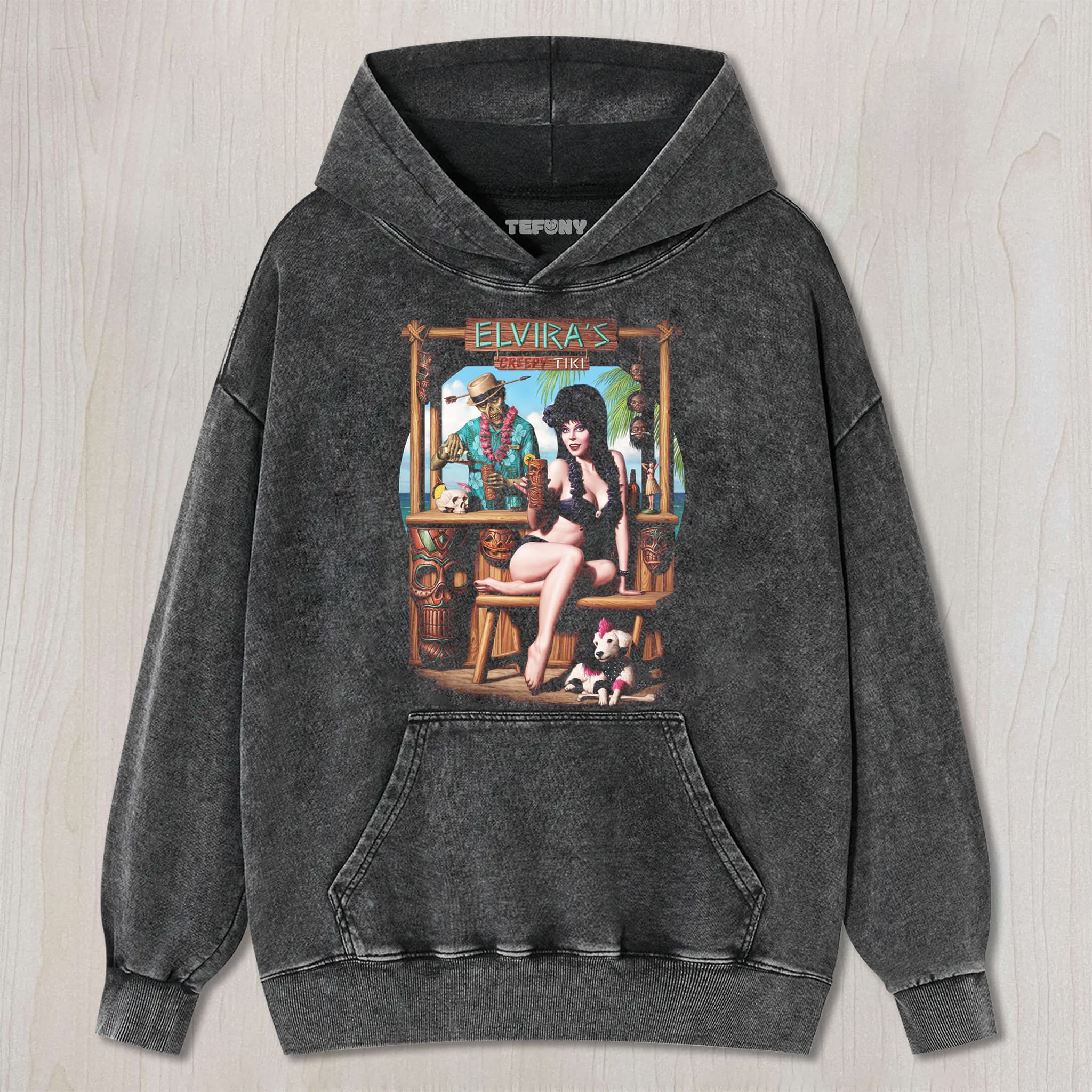 ELVIRA'S CREEPY TIKI UNISEX TEE, TANK TOP, LAYERED LS, SWEATSHIRT & HOODIE