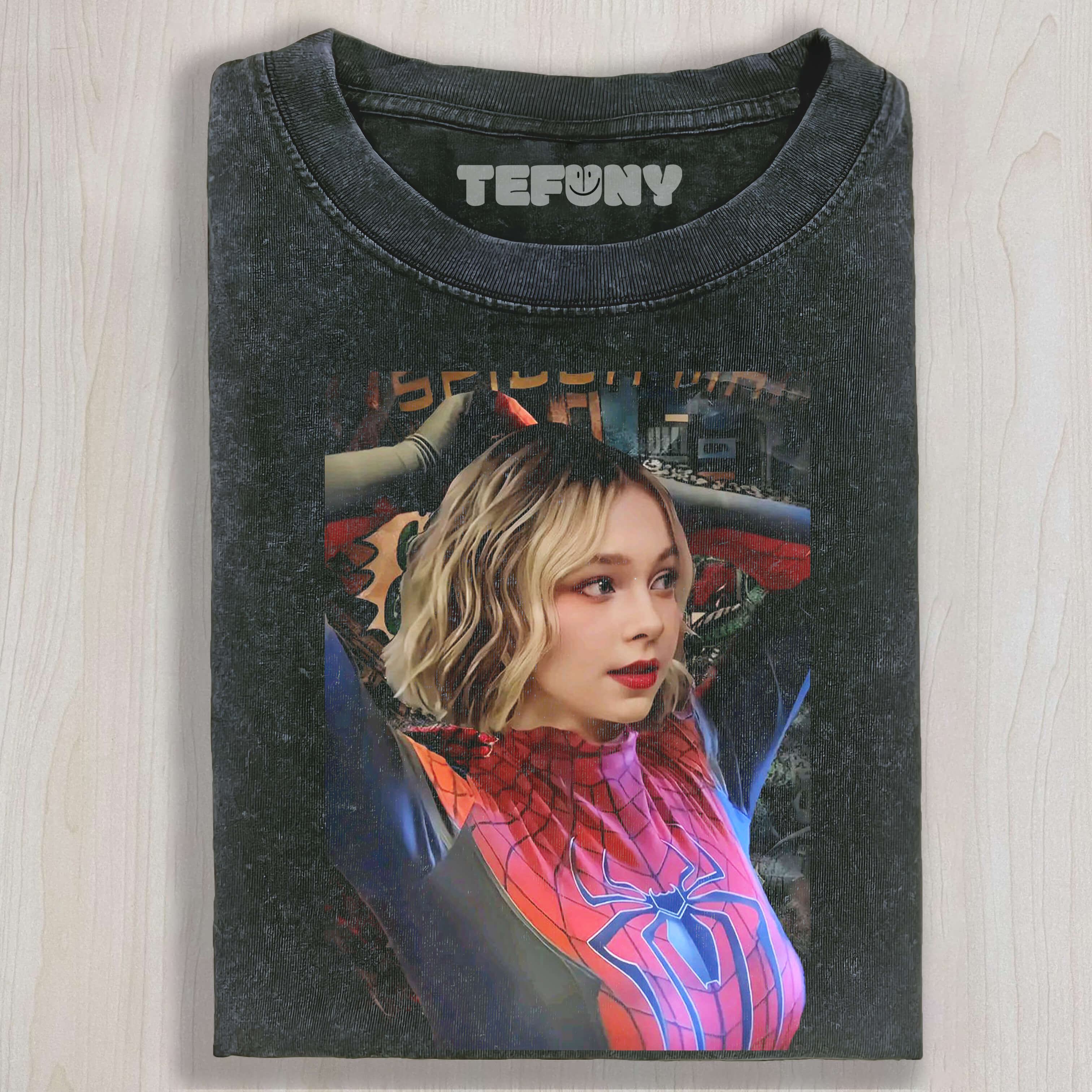 EMMA MYERS WEARING A SPIDER-MAN SUIT TEE & SWEAT & HOOD