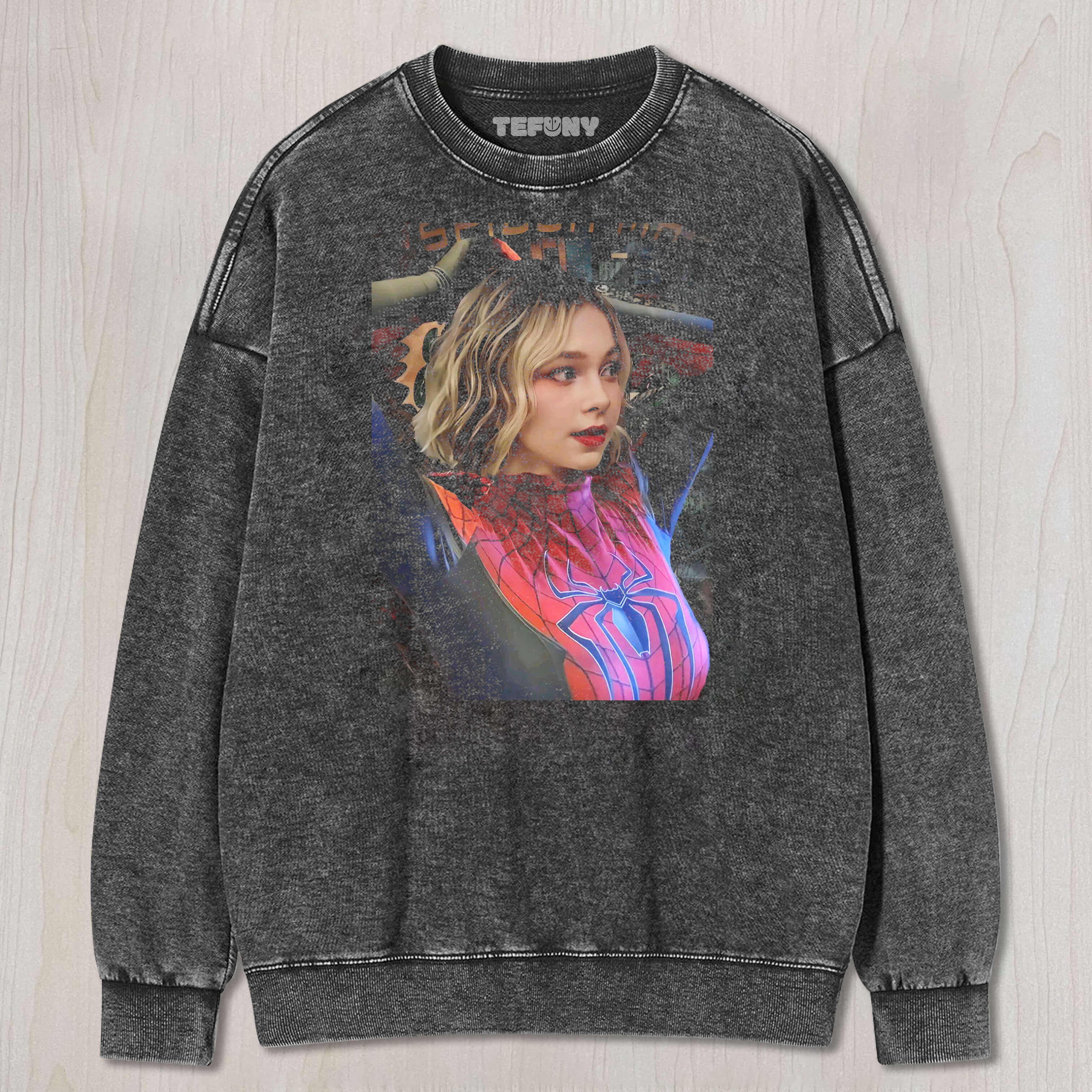 EMMA MYERS WEARING A SPIDER-MAN SUIT TEE & SWEAT & HOOD