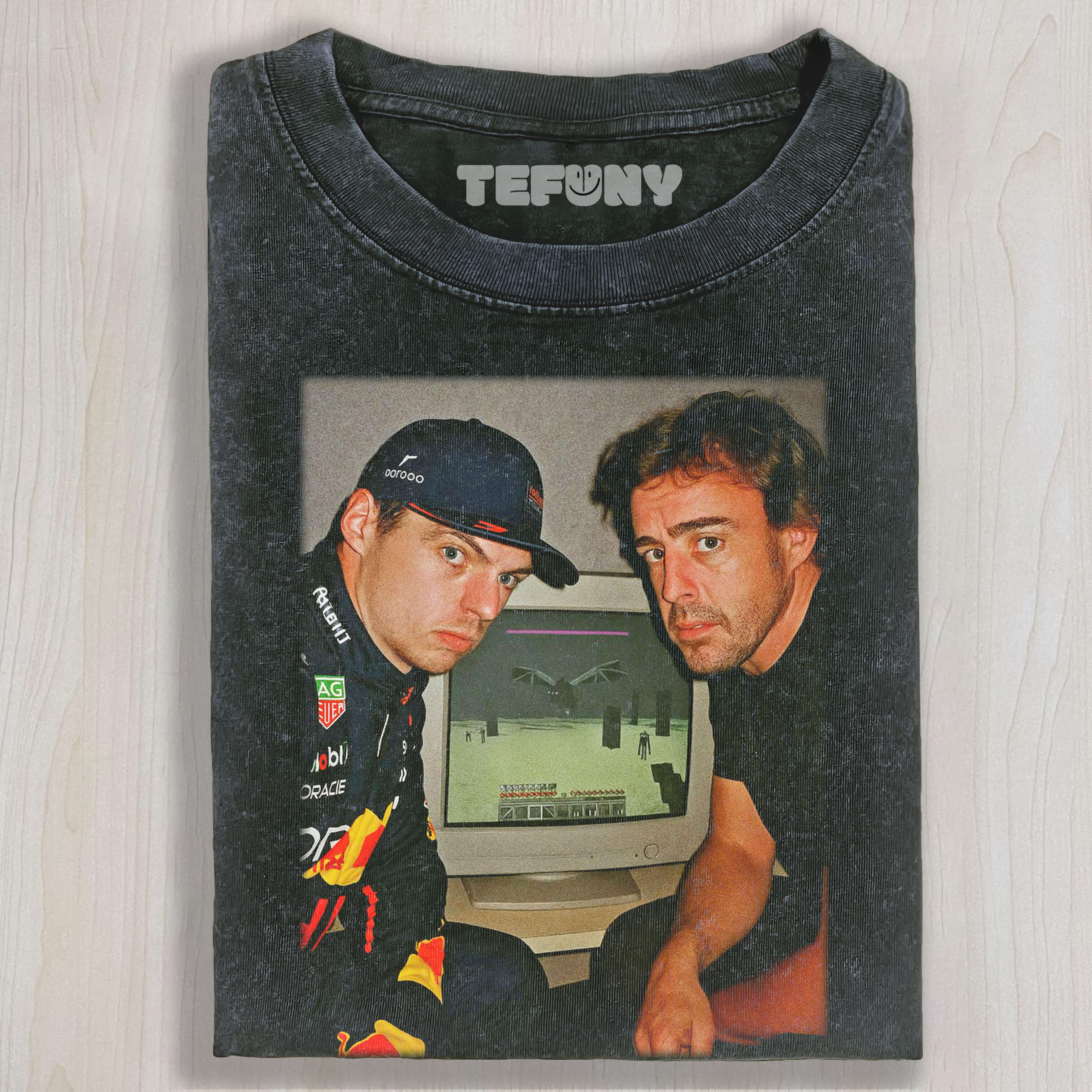 F1 MAX AND FERNANDO PLAYING GAMES T-SHIRT