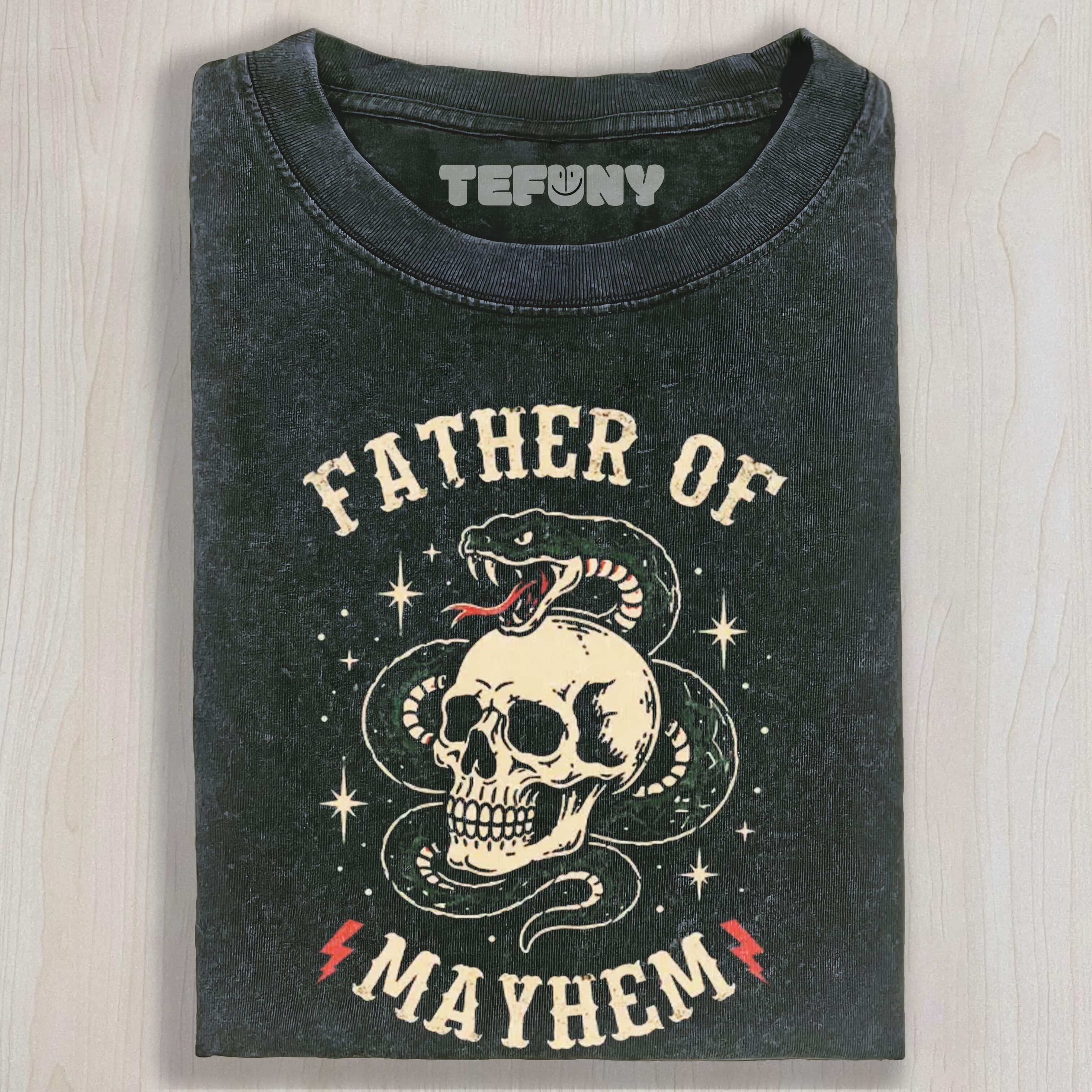 FATHER OF MAYHEM SKULL T UNISEX TEE, TANK TOP, LAYERED LS, SWEATSHIRT & HOODIE