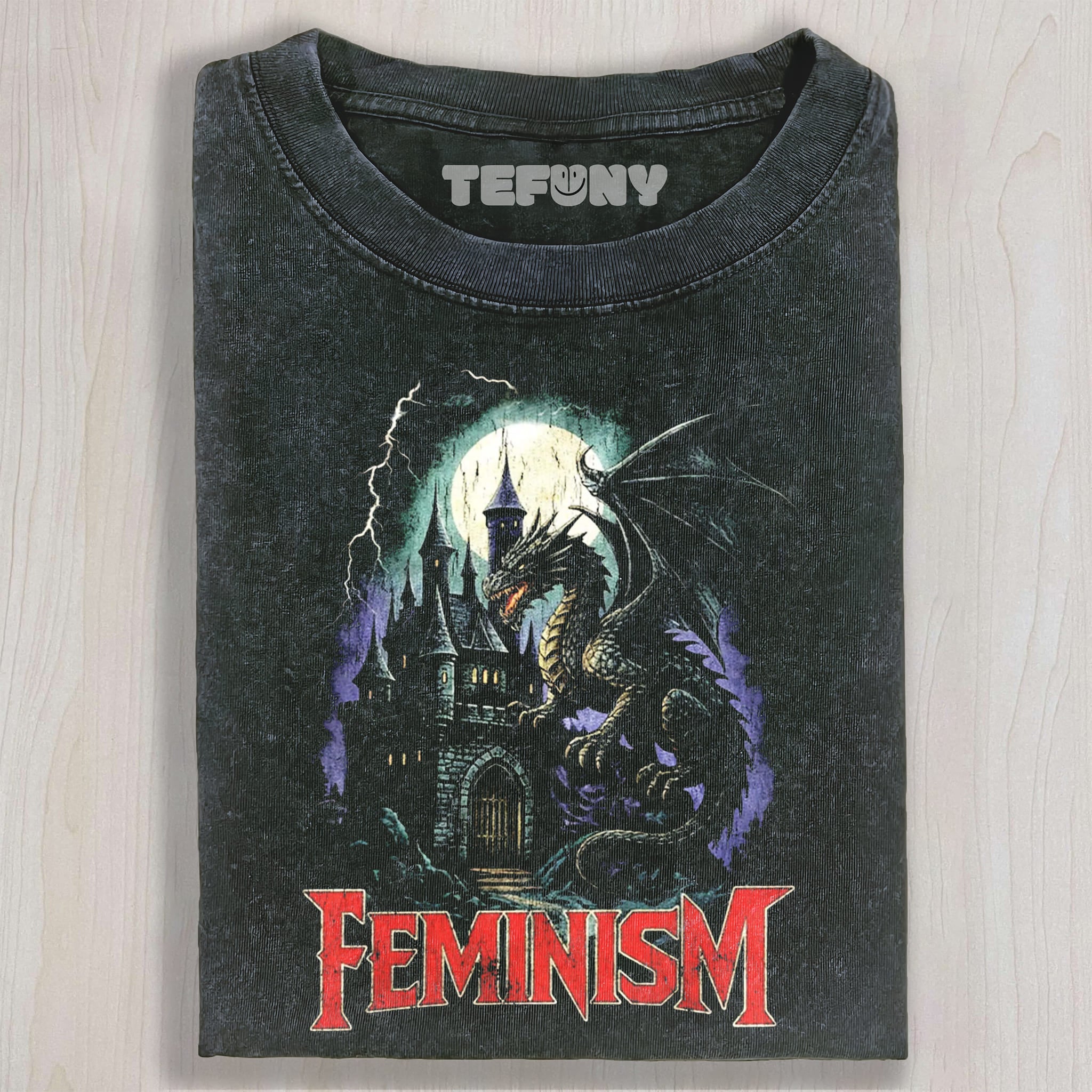 FEMINISM DRAGON FANTASY VINTAGE GRAPHIC UNISEX TEE, TANK TOP, LAYERED LS, SWEATSHIRT & HOODIE