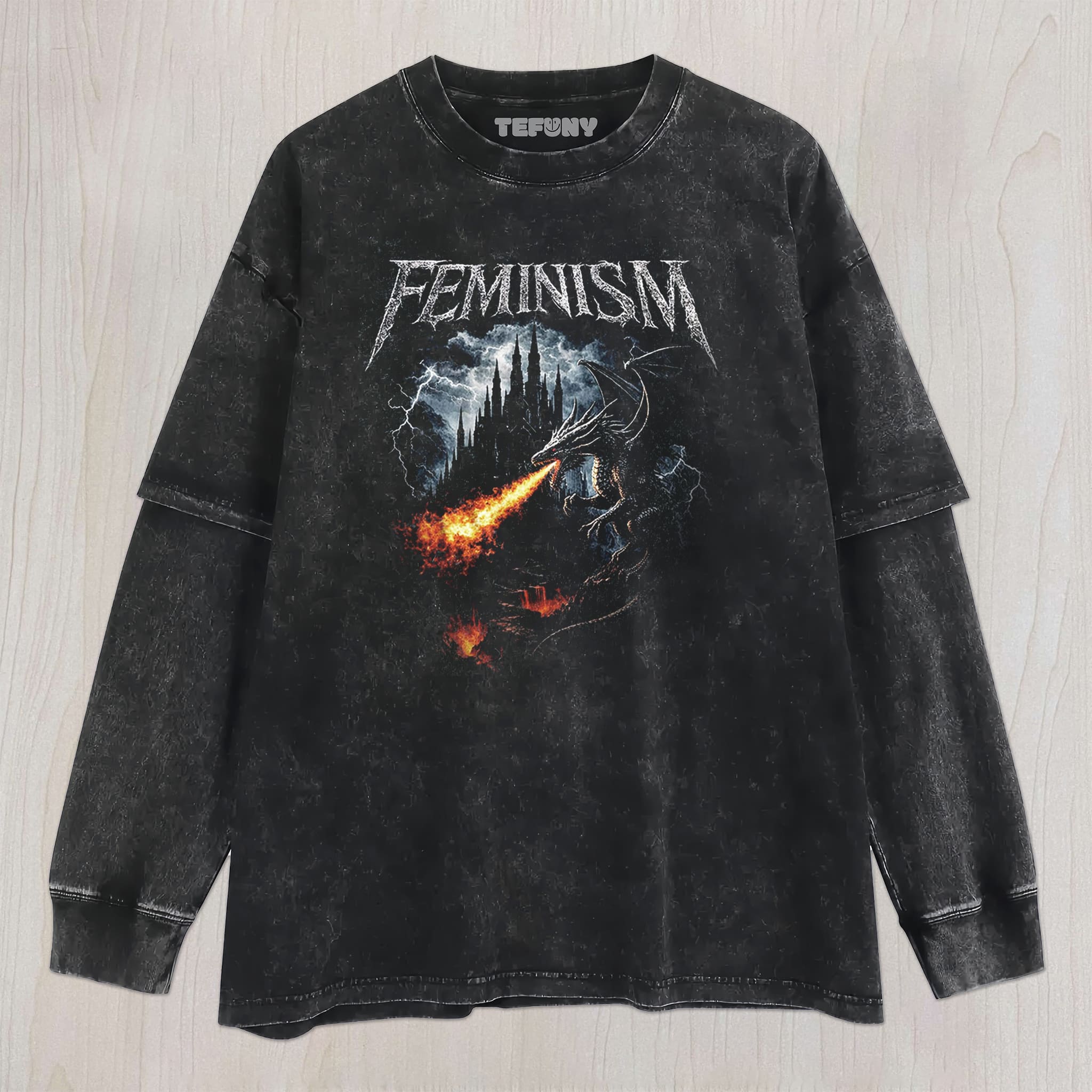 FEMINISM DRAGON FANTASY VINTAGE GRAPHICV1 UNISEX TEE, TANK TOP, LAYERED LS, SWEATSHIRT & HOODIE
