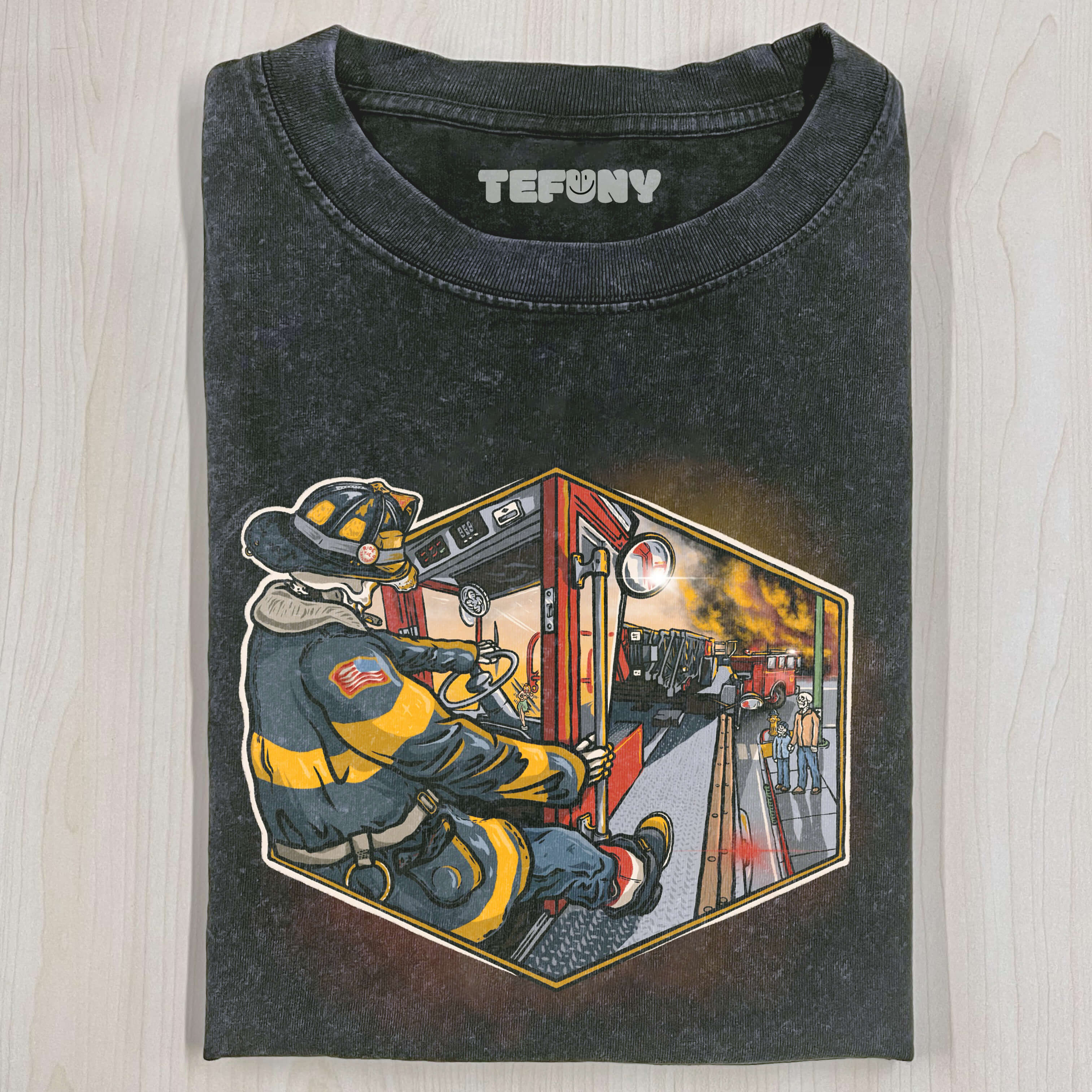 FIRE AND SKELETON T-SHIRT