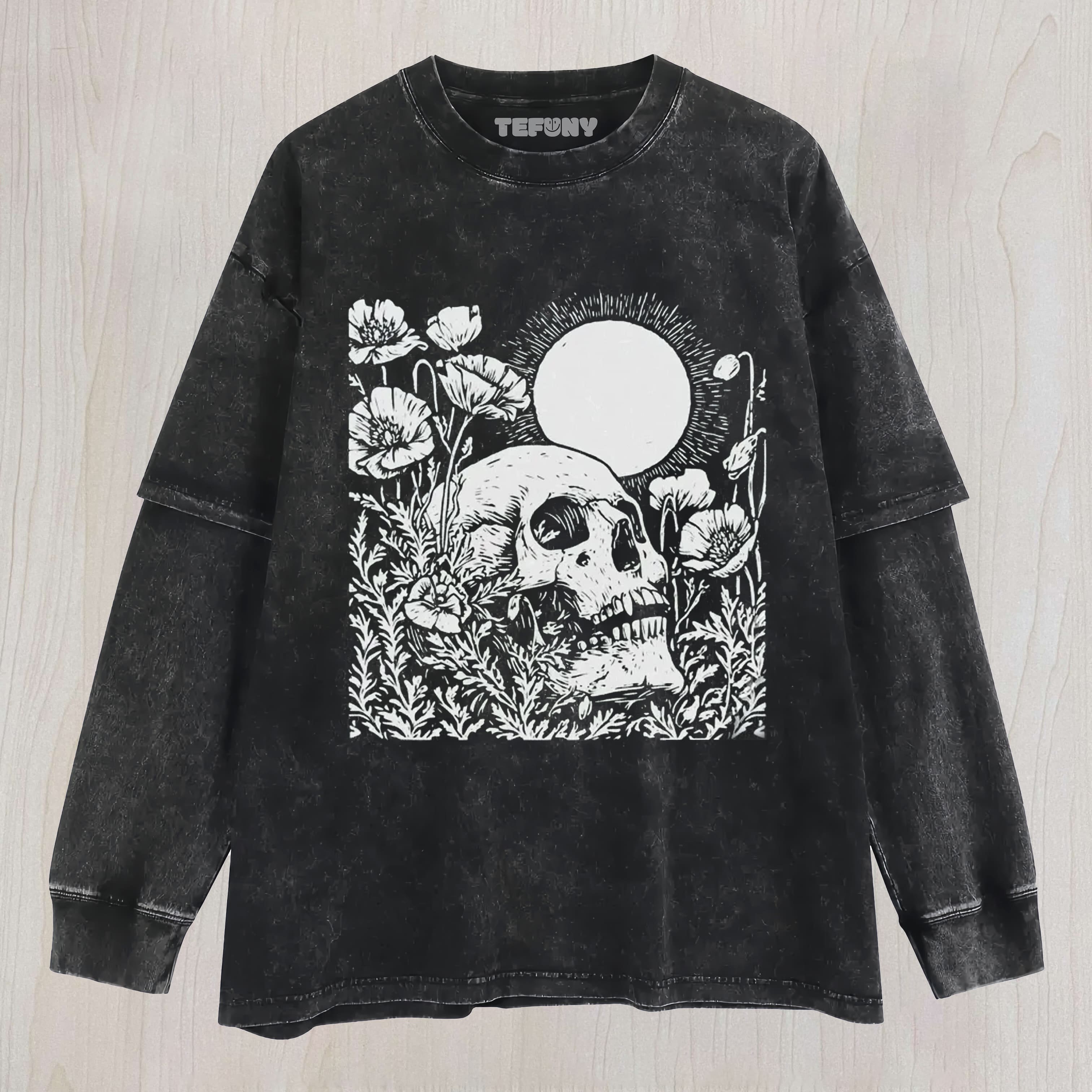 FLORAL SKULL T UNISEX TEE, TANK TOP, LAYERED LS, SWEATSHIRT & HOODIE