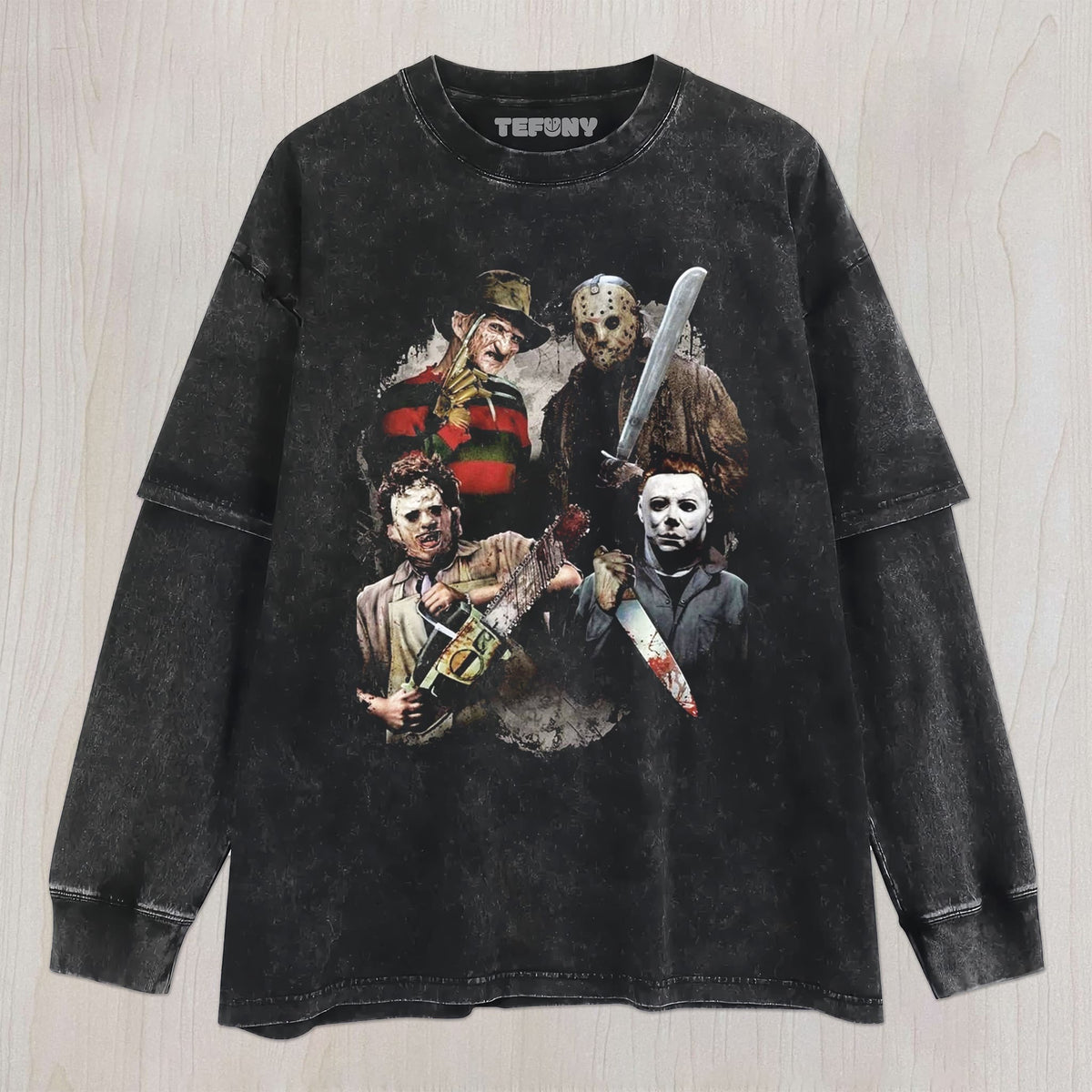 FOUR TERRIFYING CHARACTERS UNISEX TEE, TANK TOP, LAYERED LS, SWEATSHIRT & HOODIE
