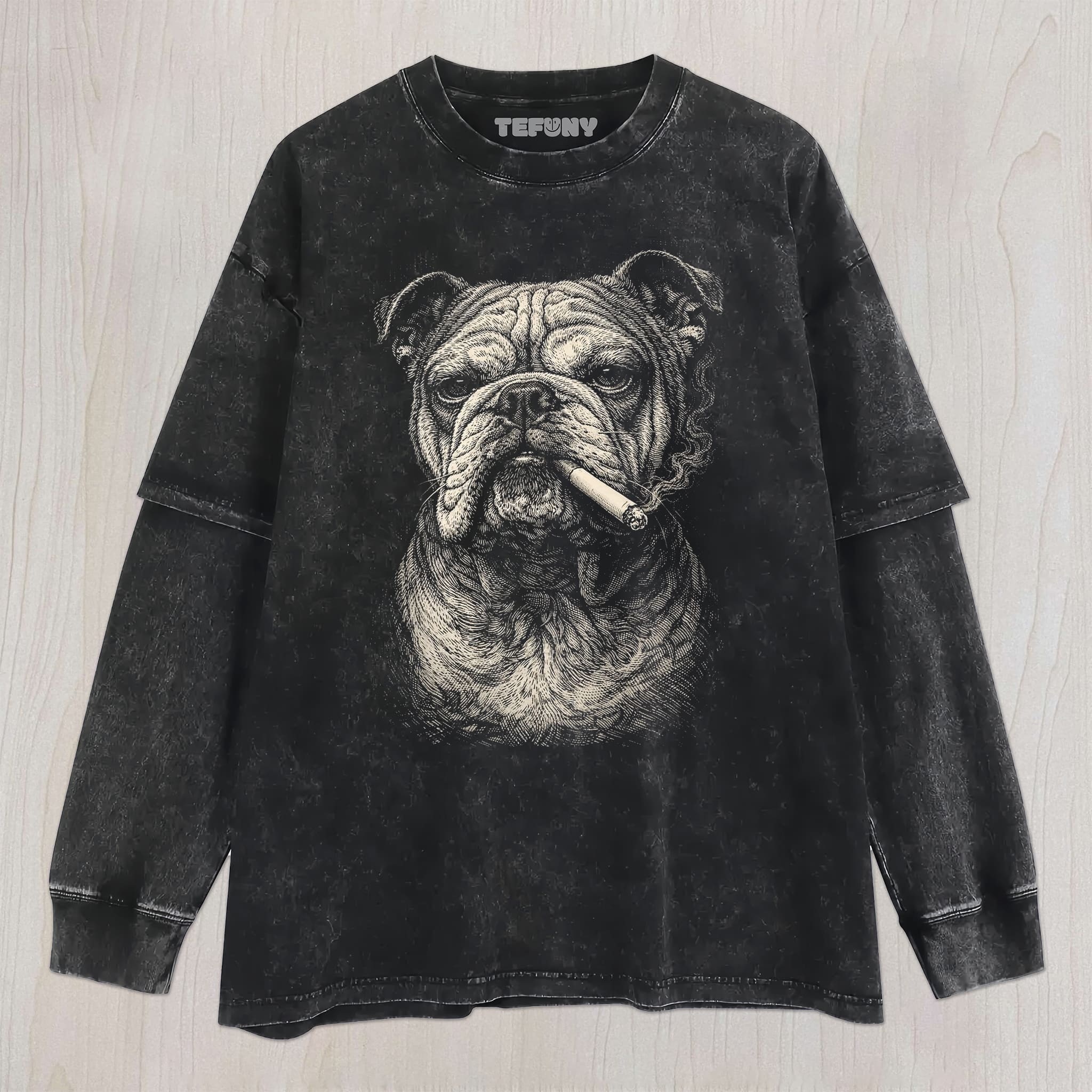 FRENCH BULLDOG SMOKING UNISEX TEE, TANK TOP, LAYERED LS, SWEATSHIRT & HOODIE