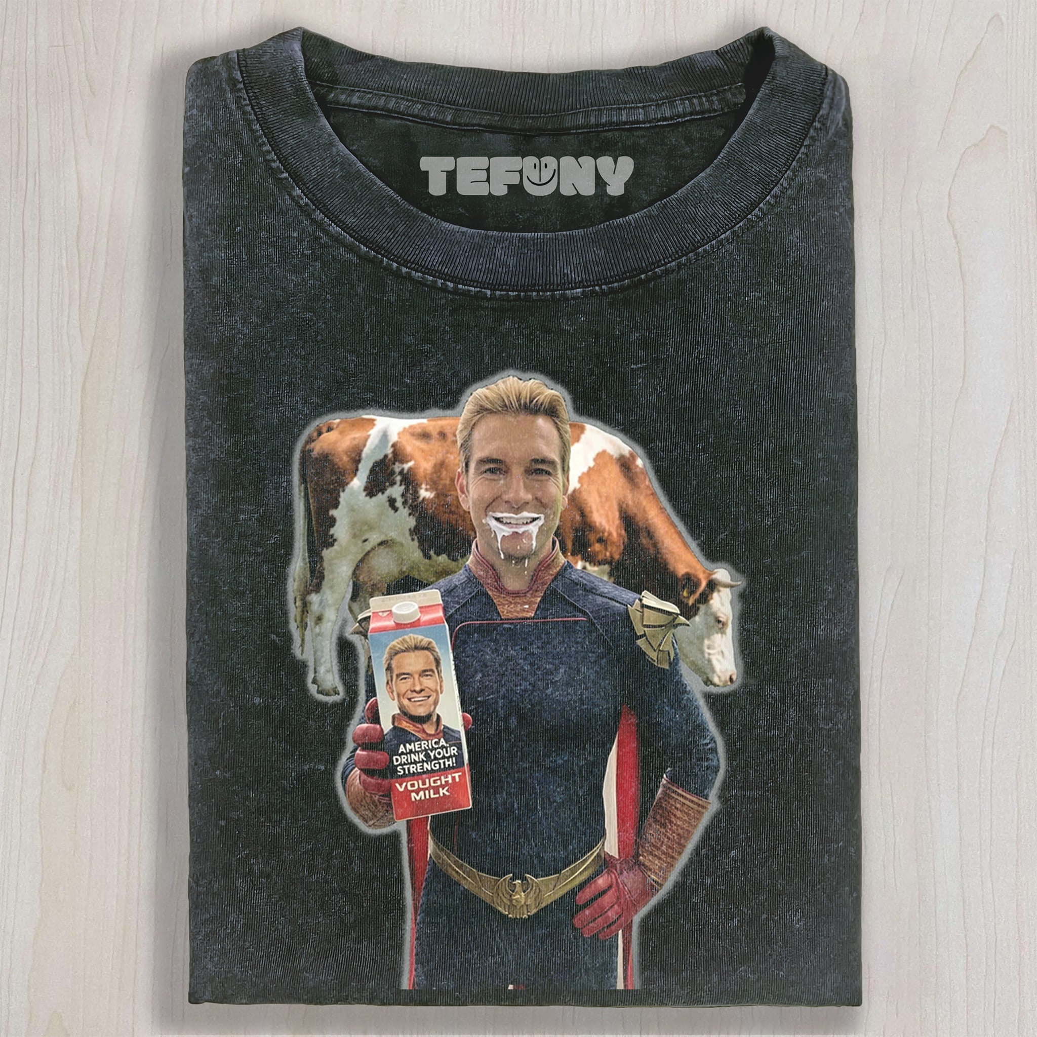 FUNNY CAPED HERO MILK ART UNISEX TEE, TANK TOP, LAYERED LS, SWEATSHIRT & HOODIE