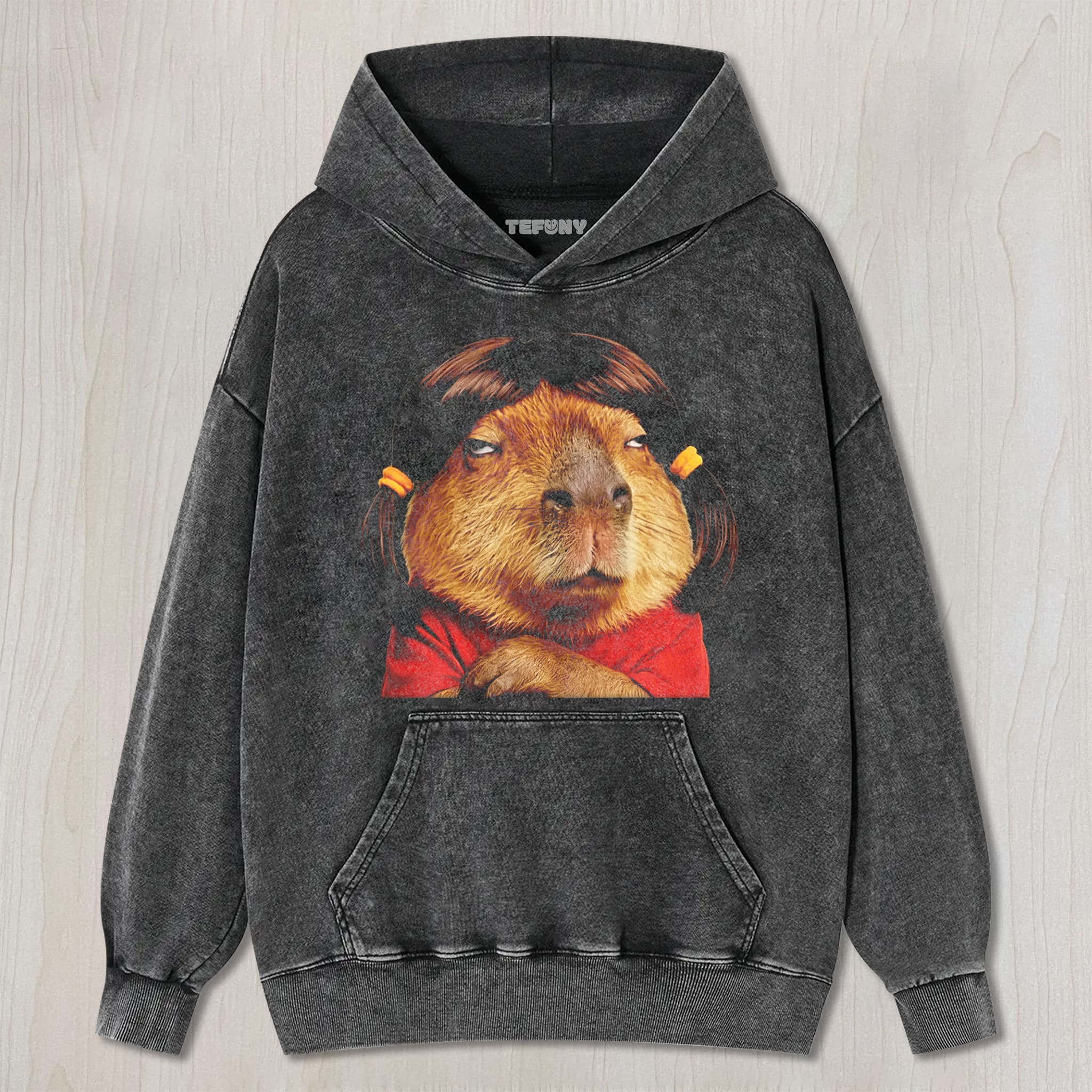 FUNNY CAPYBARA WITH WIG GRAPHIC UNISEX TEE, TANK TOP, LAYERED LS, SWEATSHIRT & HOODIE