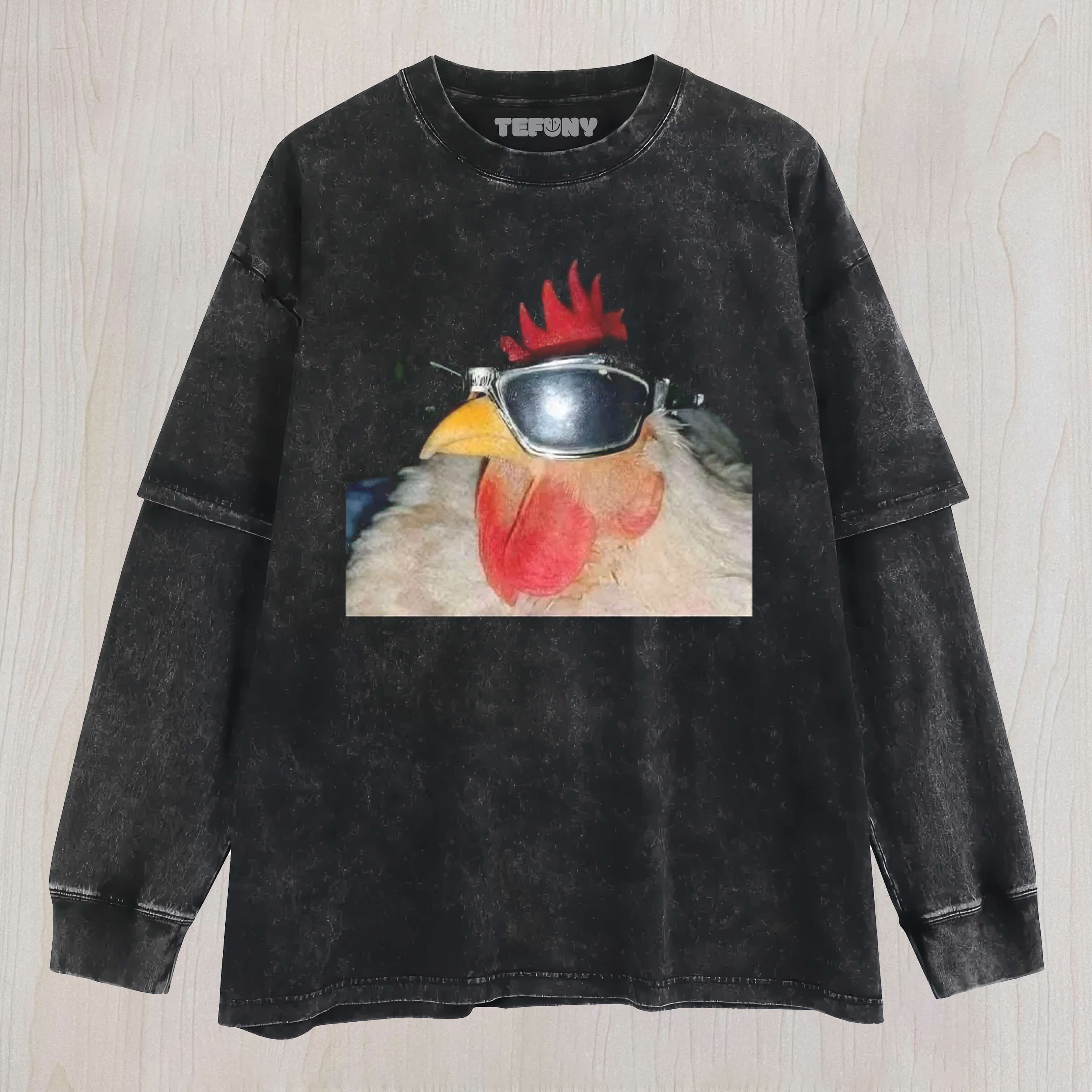 FUNNY CHICKEN MEME LAYERED LONG SLEEVE