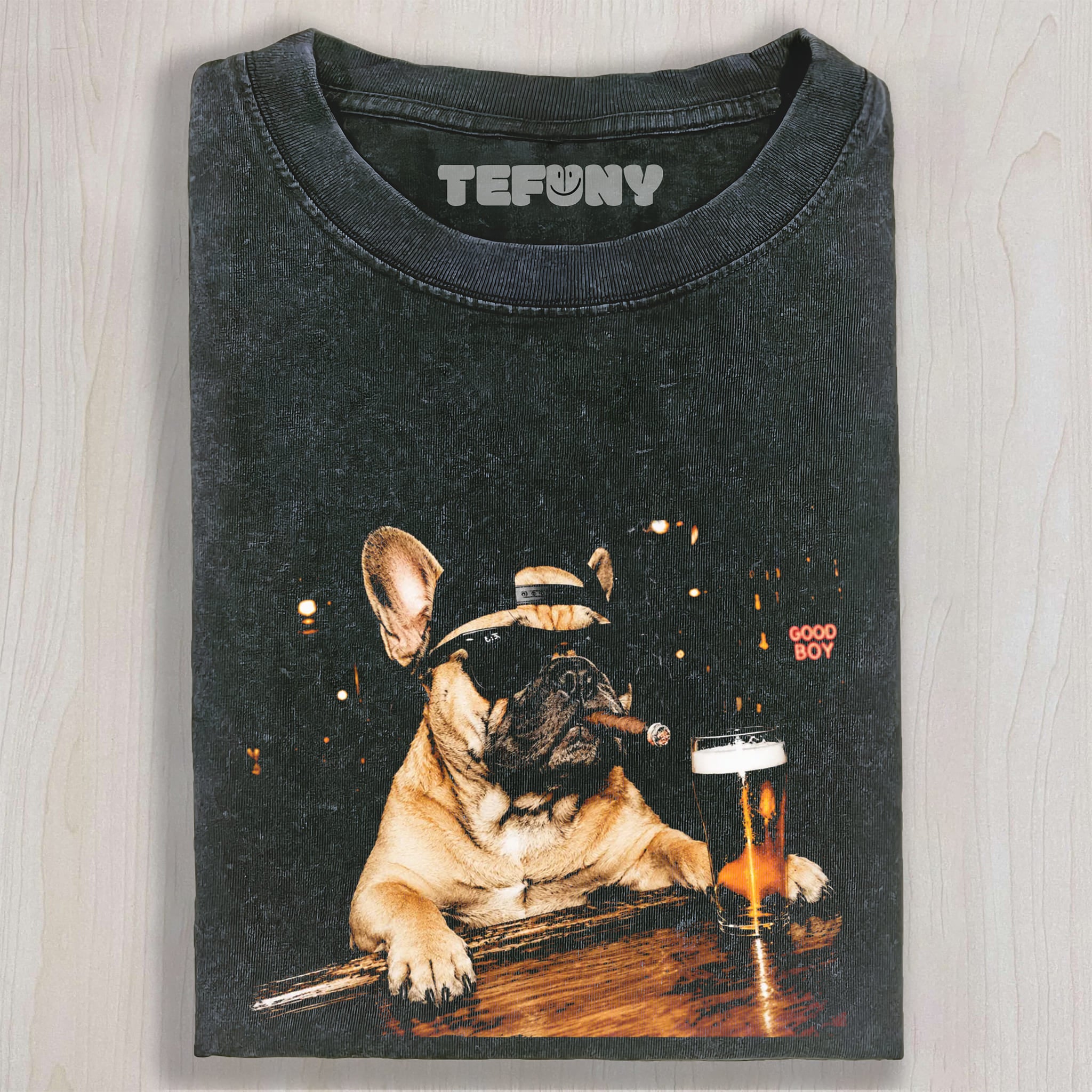 FUNNY FRENCH BULLDOG SMOKING CIGAR UNISEX TEE, TANK TOP, LAYERED LS, SWEATSHIRT & HOODIE