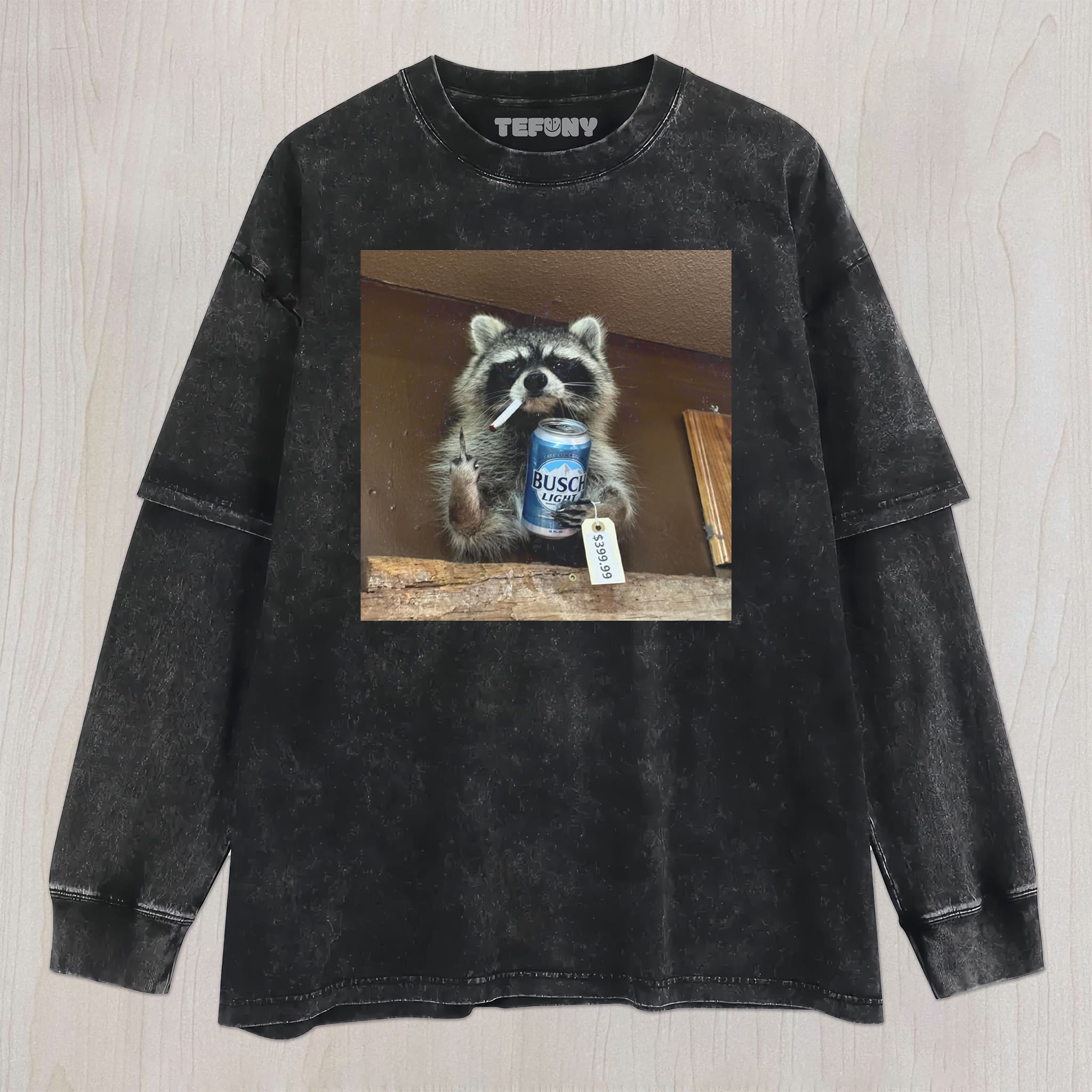 FUNNY RACCOON SMOKING AND DRINKING UNISEX TEE, TANK TOP, LAYERED LS, SWEATSHIRT & HOODIE