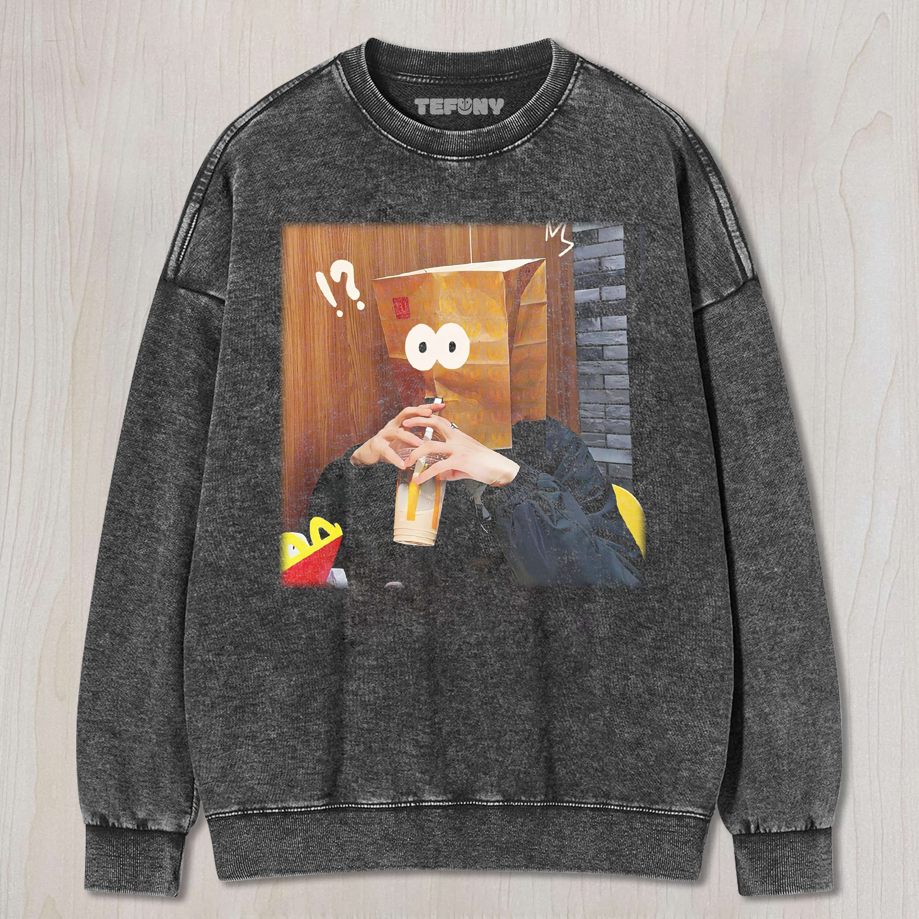 FUNNY CARDBOARD BOX PEOPLE EATING T-SHIRT