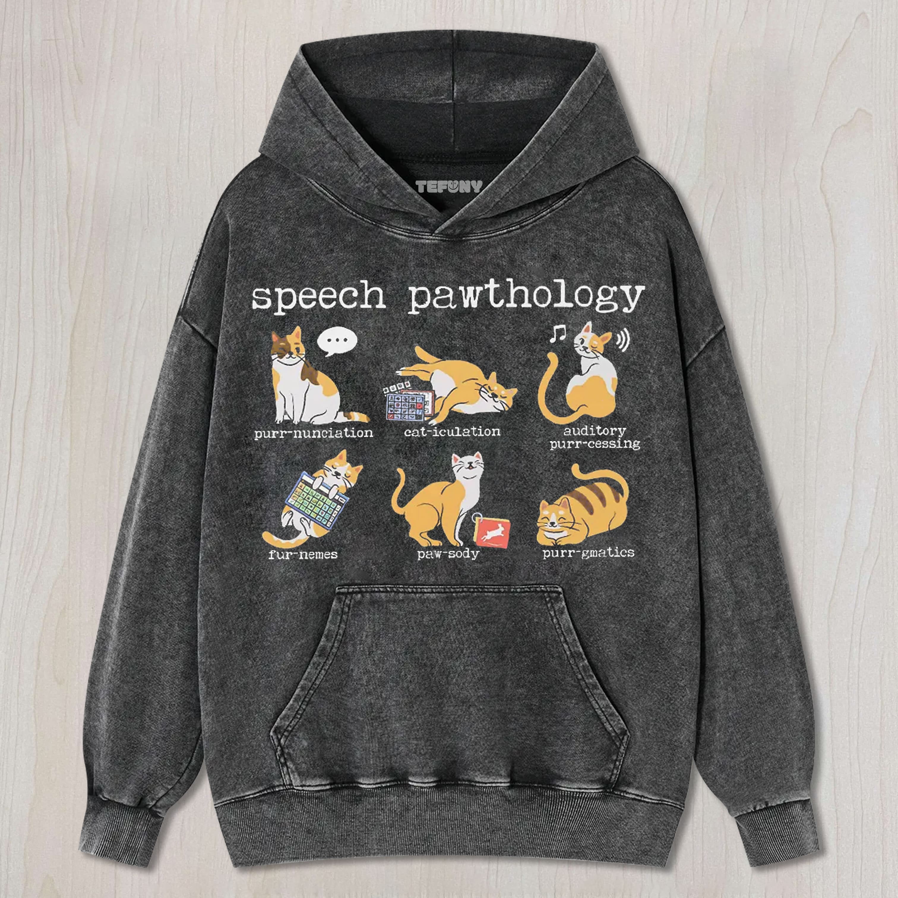 FUNNY CATS SPEECH THERAPY UNISEX TEE, TANK TOP, LAYERED LS, SWEATSHIRT & HOODIE