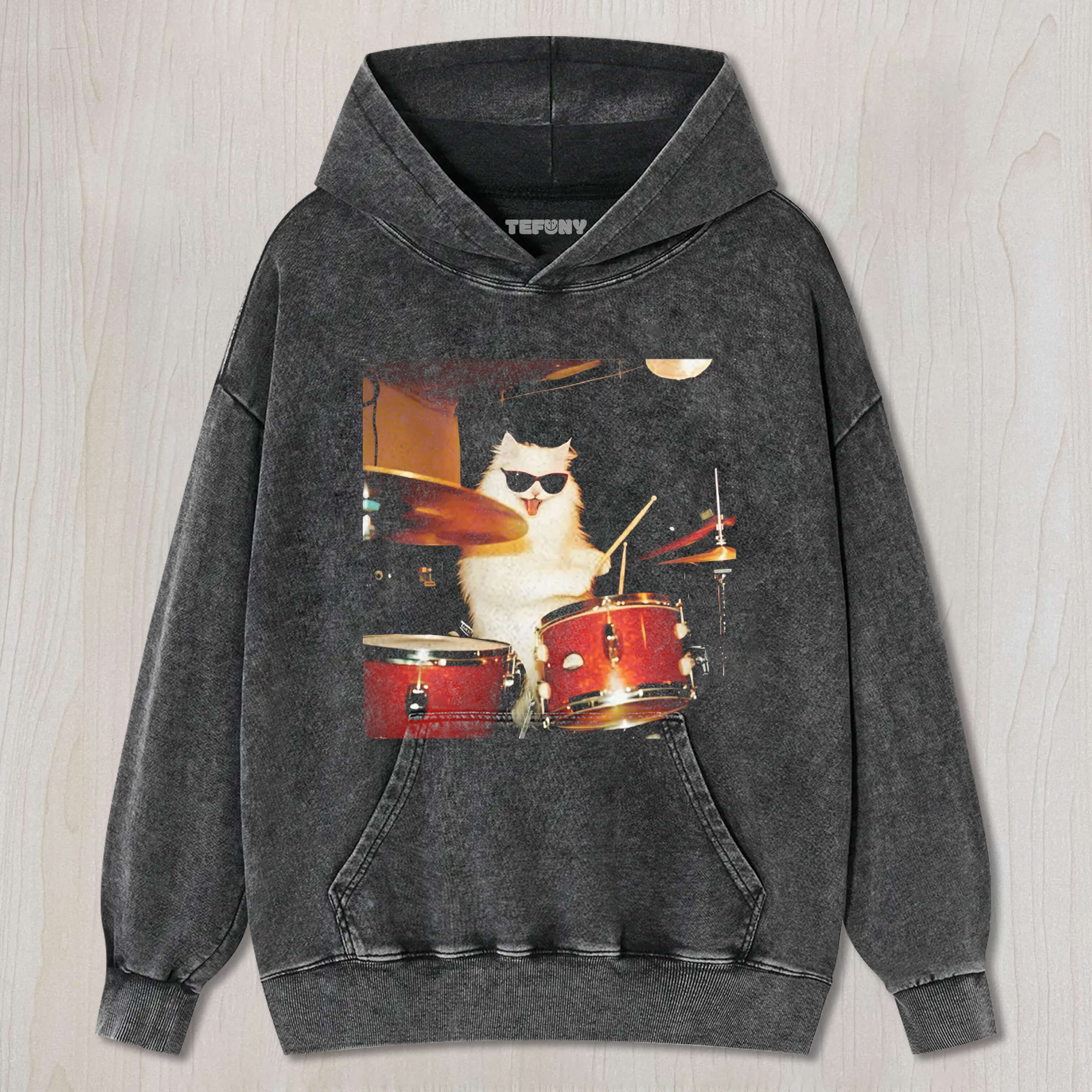 FUNNY CAT MEME VINTAGE WASHED TEE & SWEAT & HOOD