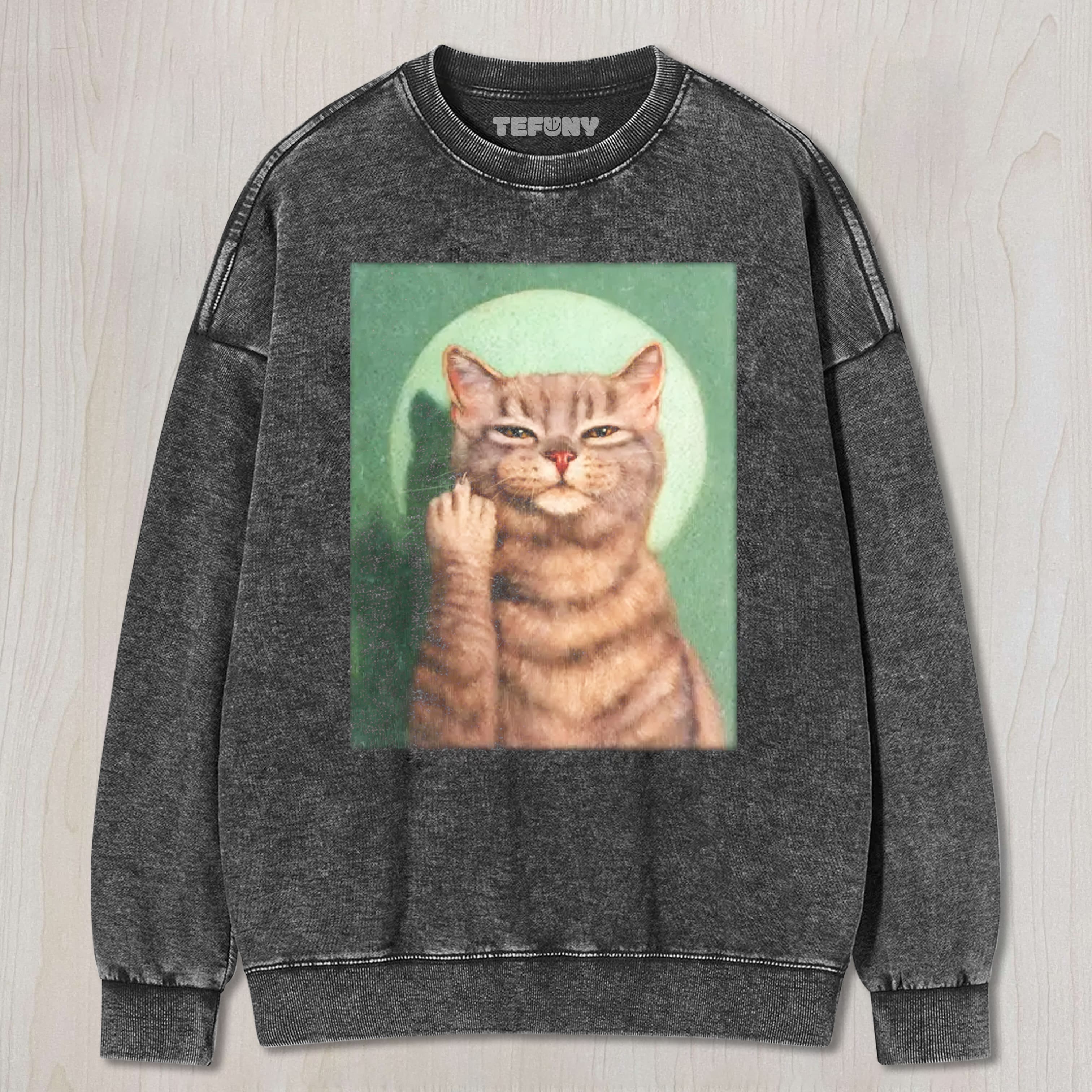 FUNNY MIDDLE FINGER CAT MEME TEE & SWEAT & HOOD