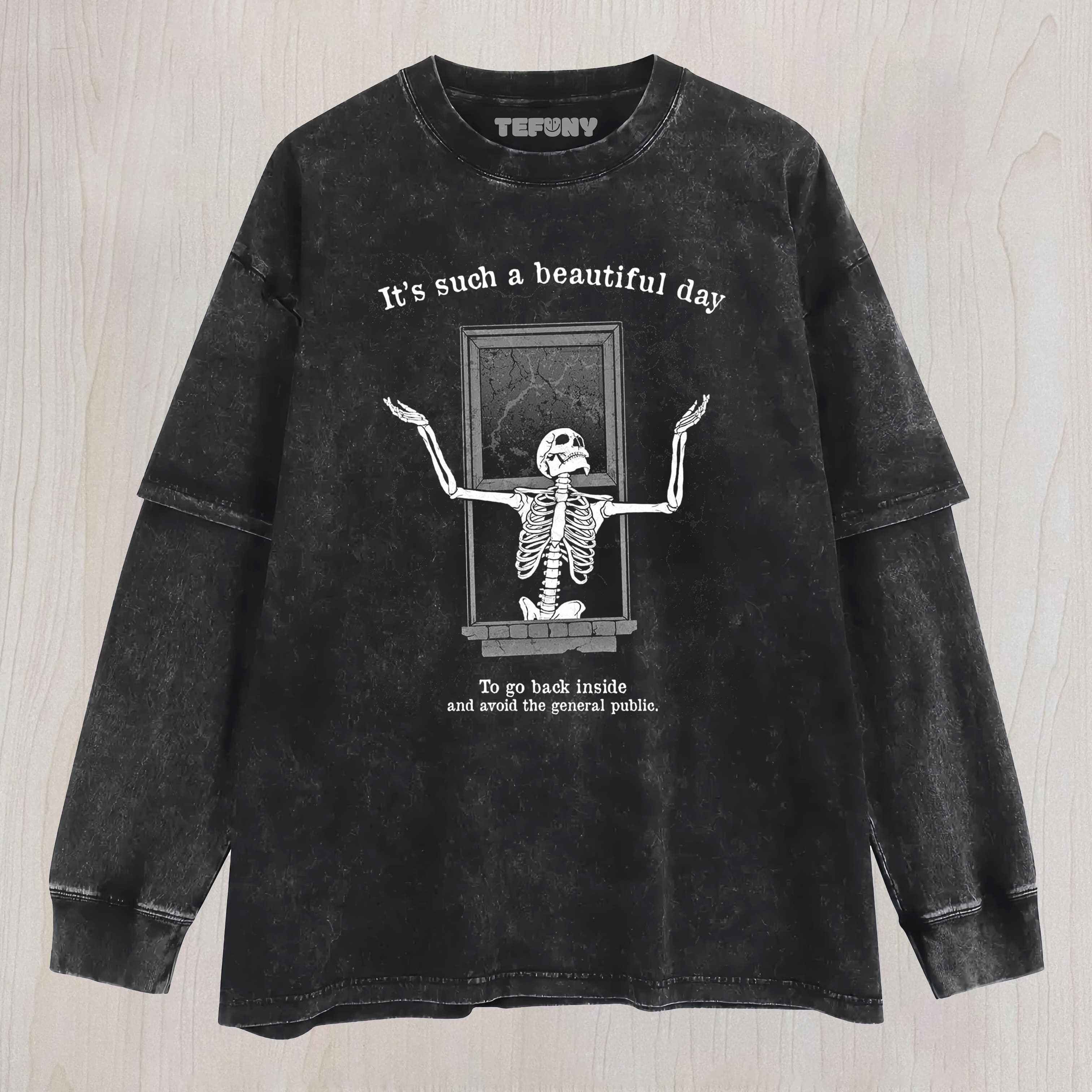 FUNNY SKULL MEME V7 UNISEX TEE, TANK TOP, LAYERED LS, SWEATSHIRT & HOODIE