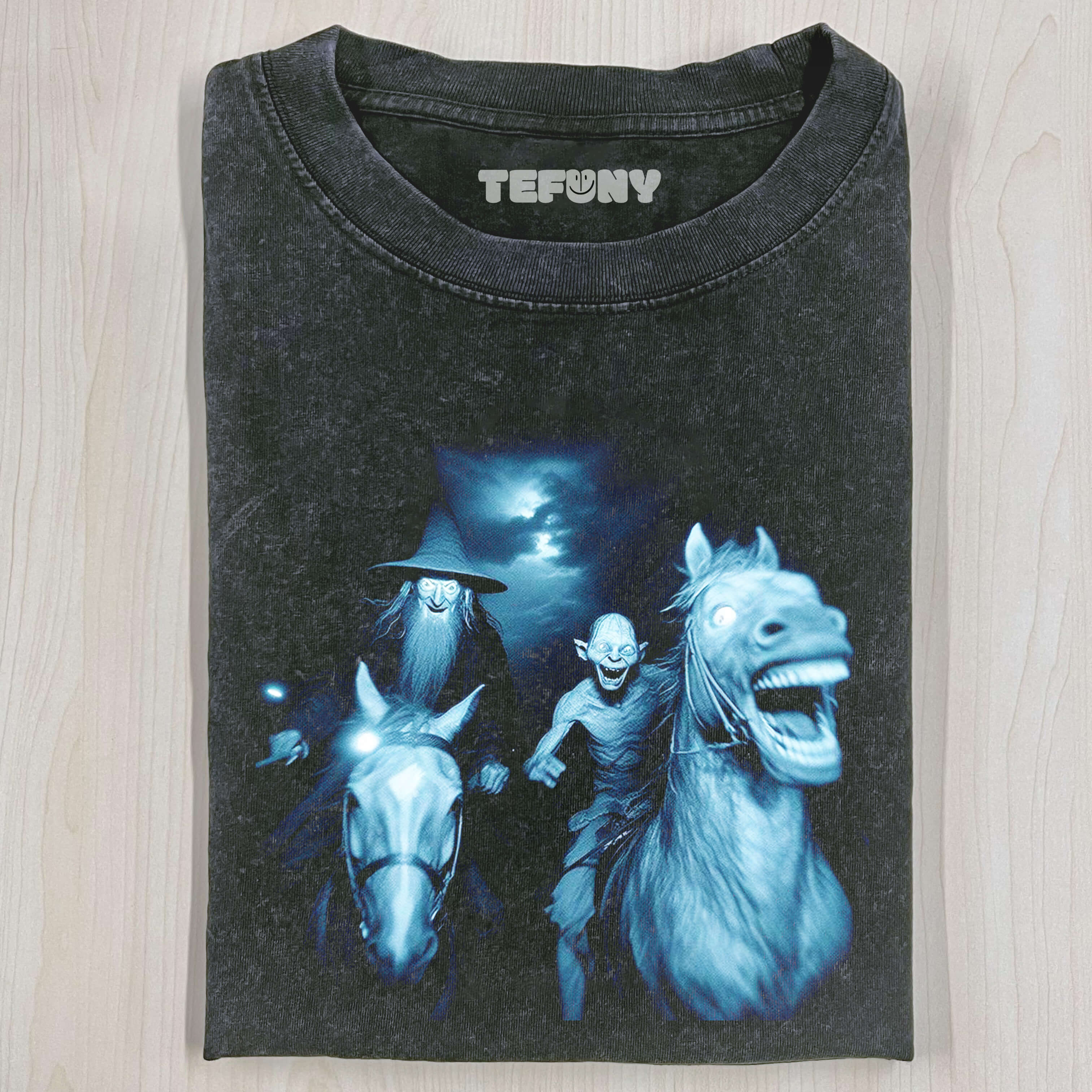 GANDALF AND GOLLUM RIDING HORSES T-SHIRT
