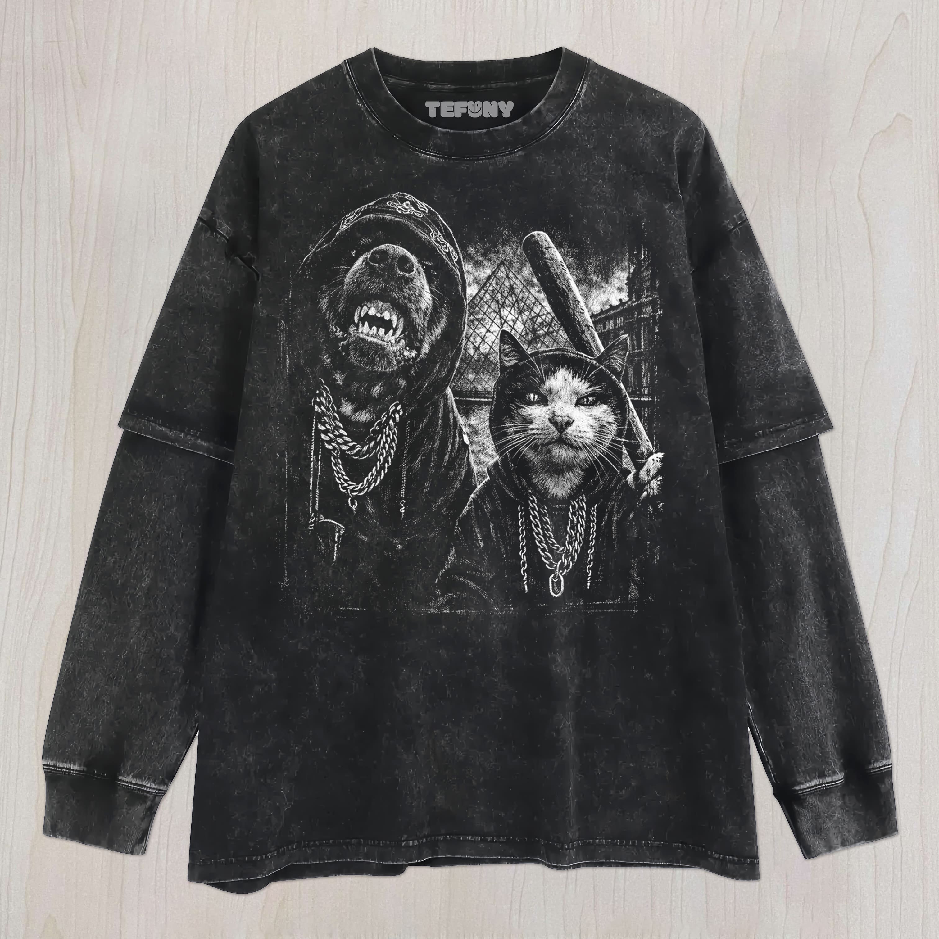 GANGSTER CAT & DOG UNISEX TEE, TANK TOP, LAYERED LS, SWEATSHIRT & HOODIE