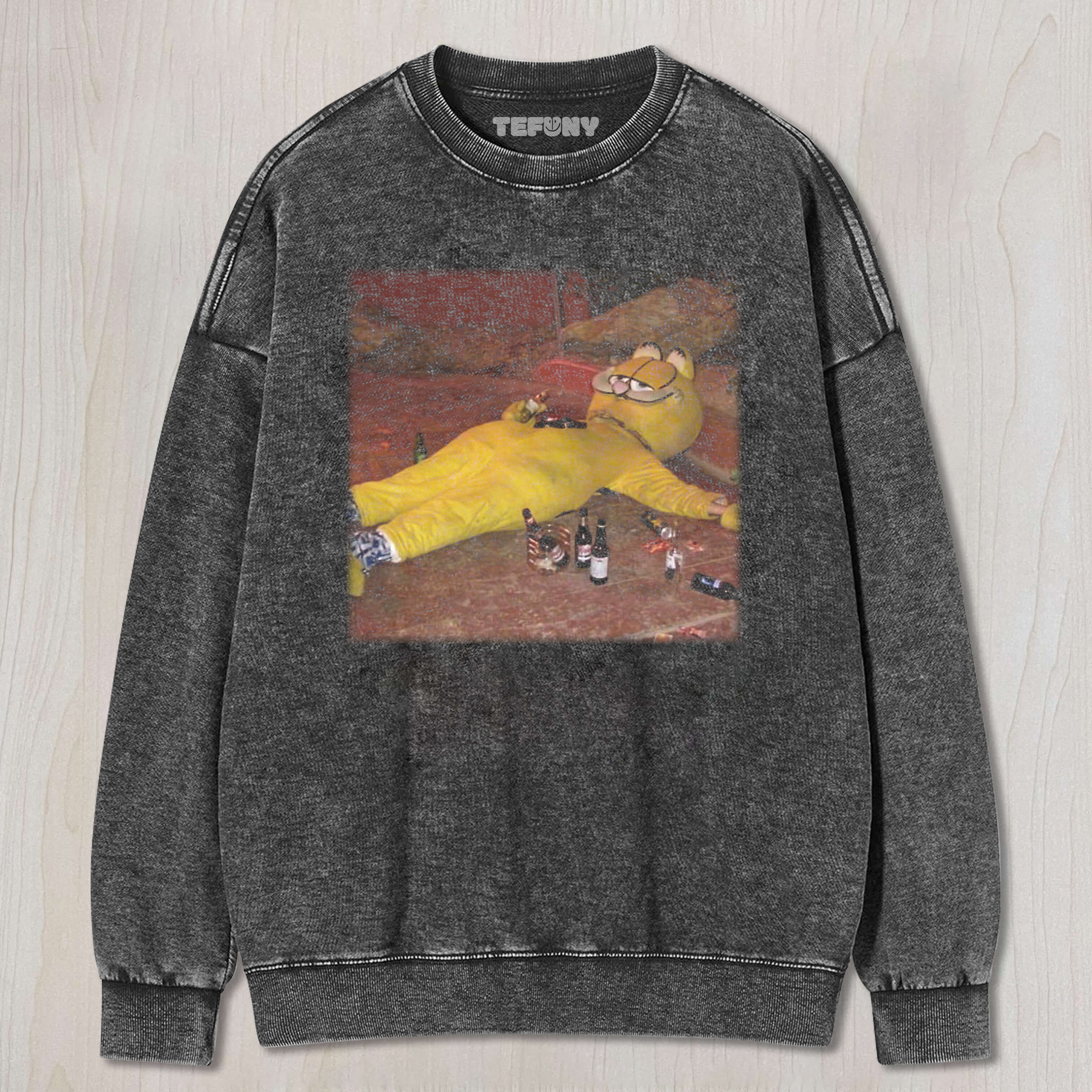 GARFIELD DRUNK BY THE ROADSIDE TEE & SWEAT & HOOD