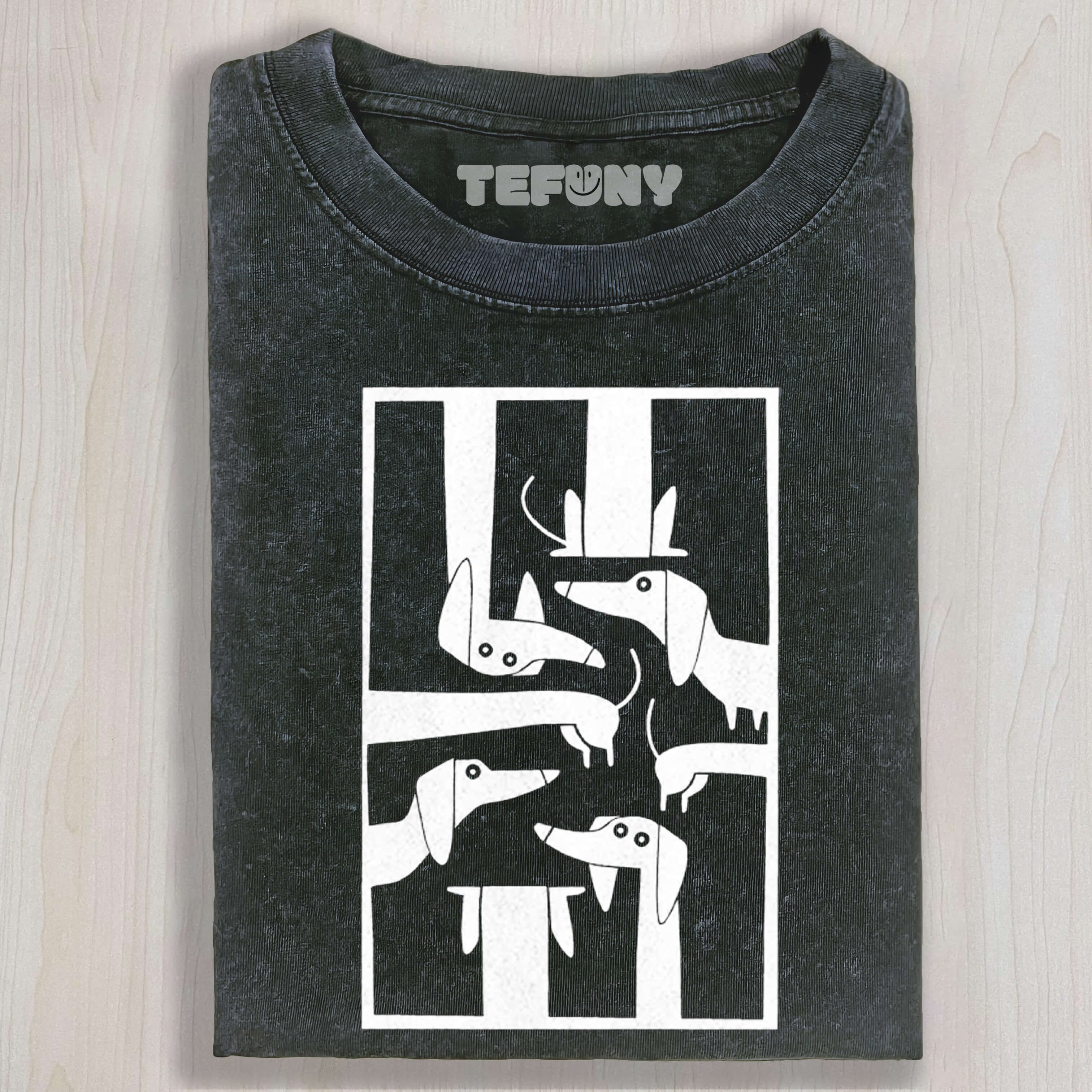 GEOMETRIC DACHSHUND DOG VINTAGE WASHED TEE & SWEAT & HOOD