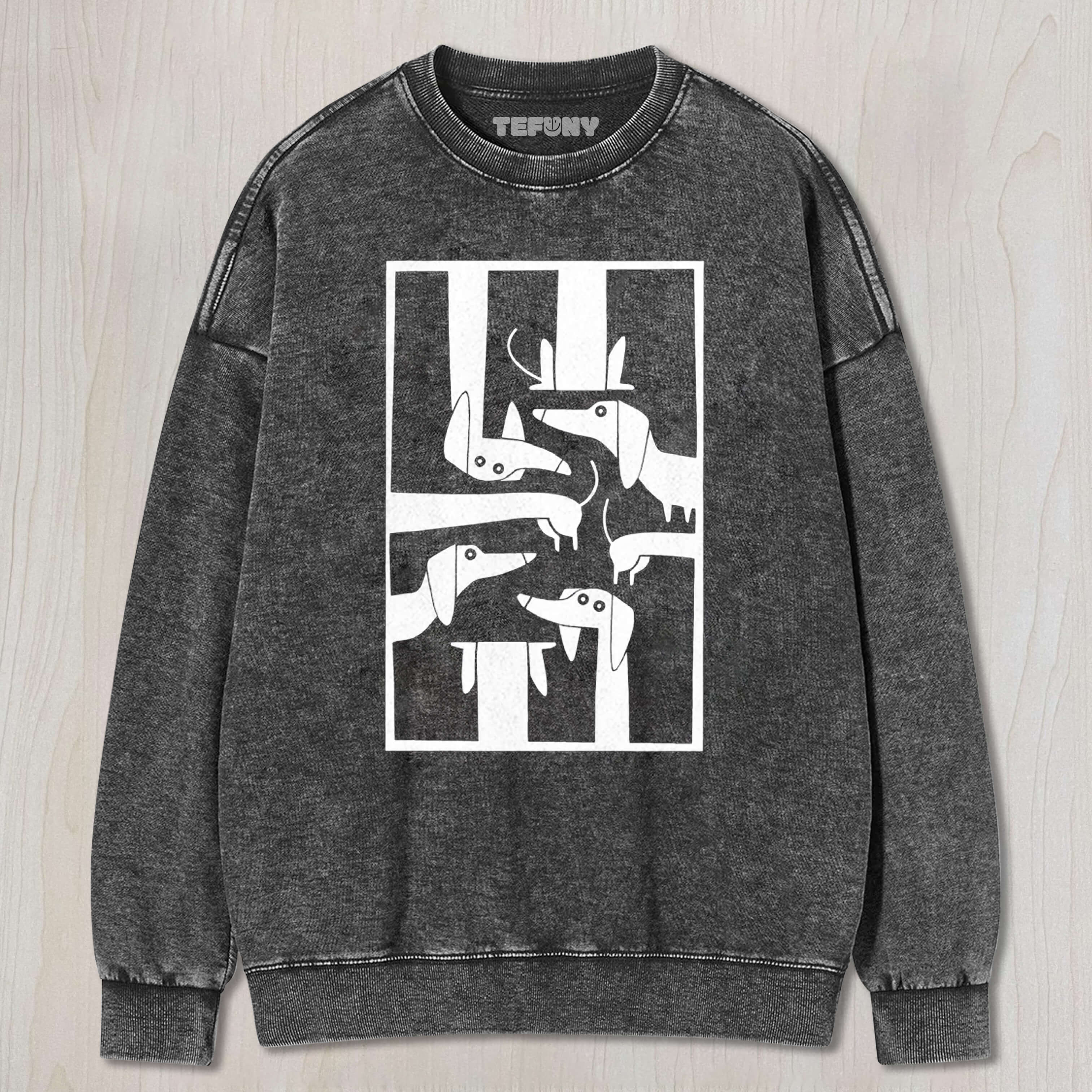 GEOMETRIC DACHSHUND DOG VINTAGE WASHED TEE & SWEAT & HOOD