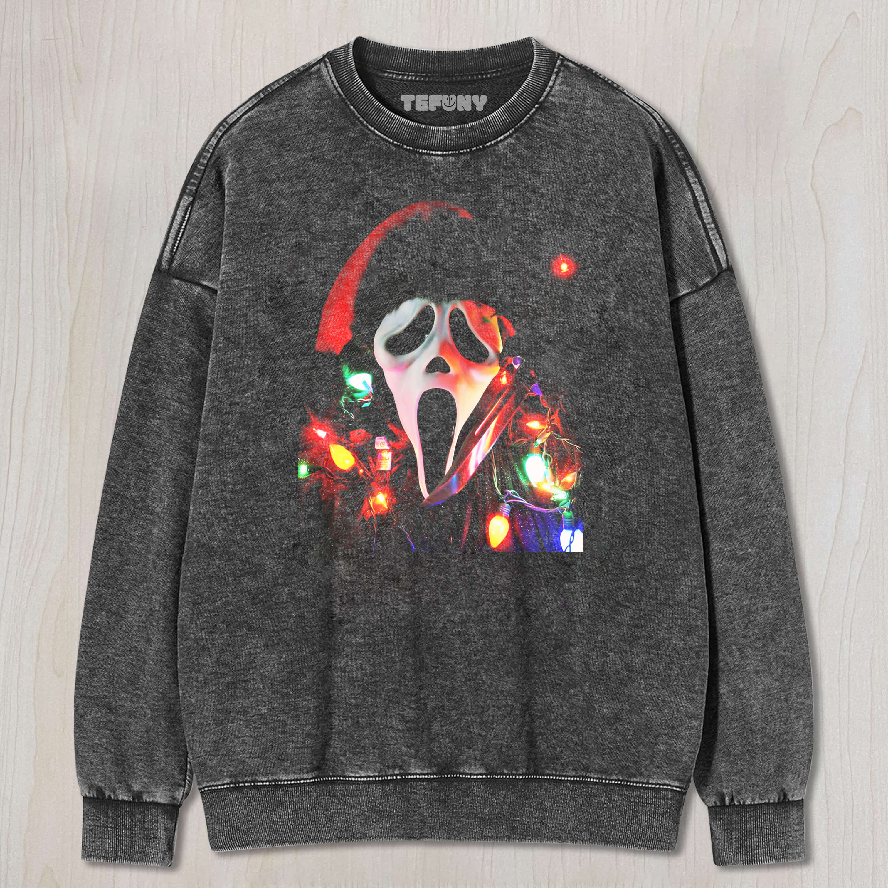GHOSTFACE COVERED WITH CHRISTMAS LIGHTS TEE & SWEAT & HOOD