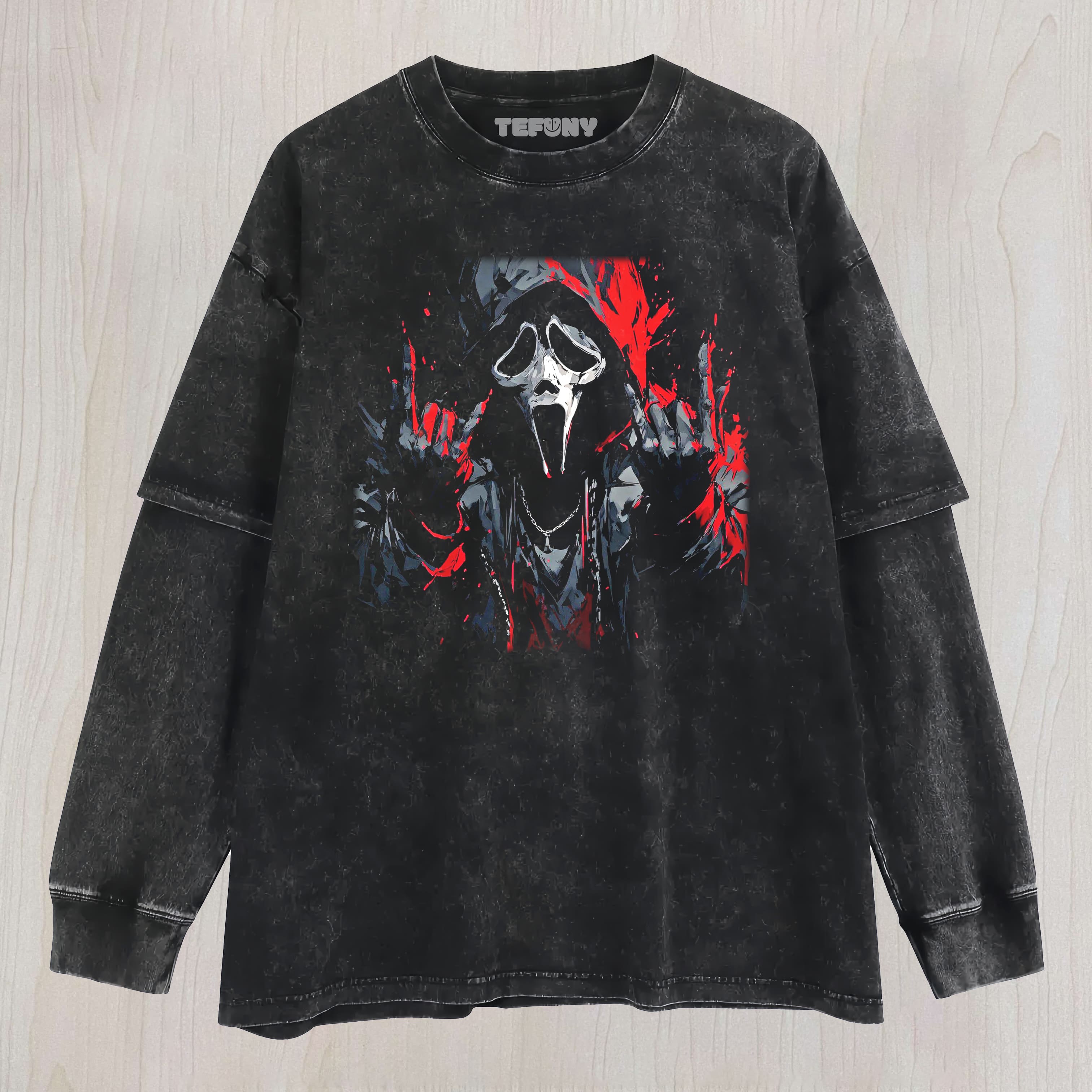 GHOSTFACE RED LAYERED LONG SLEEVE