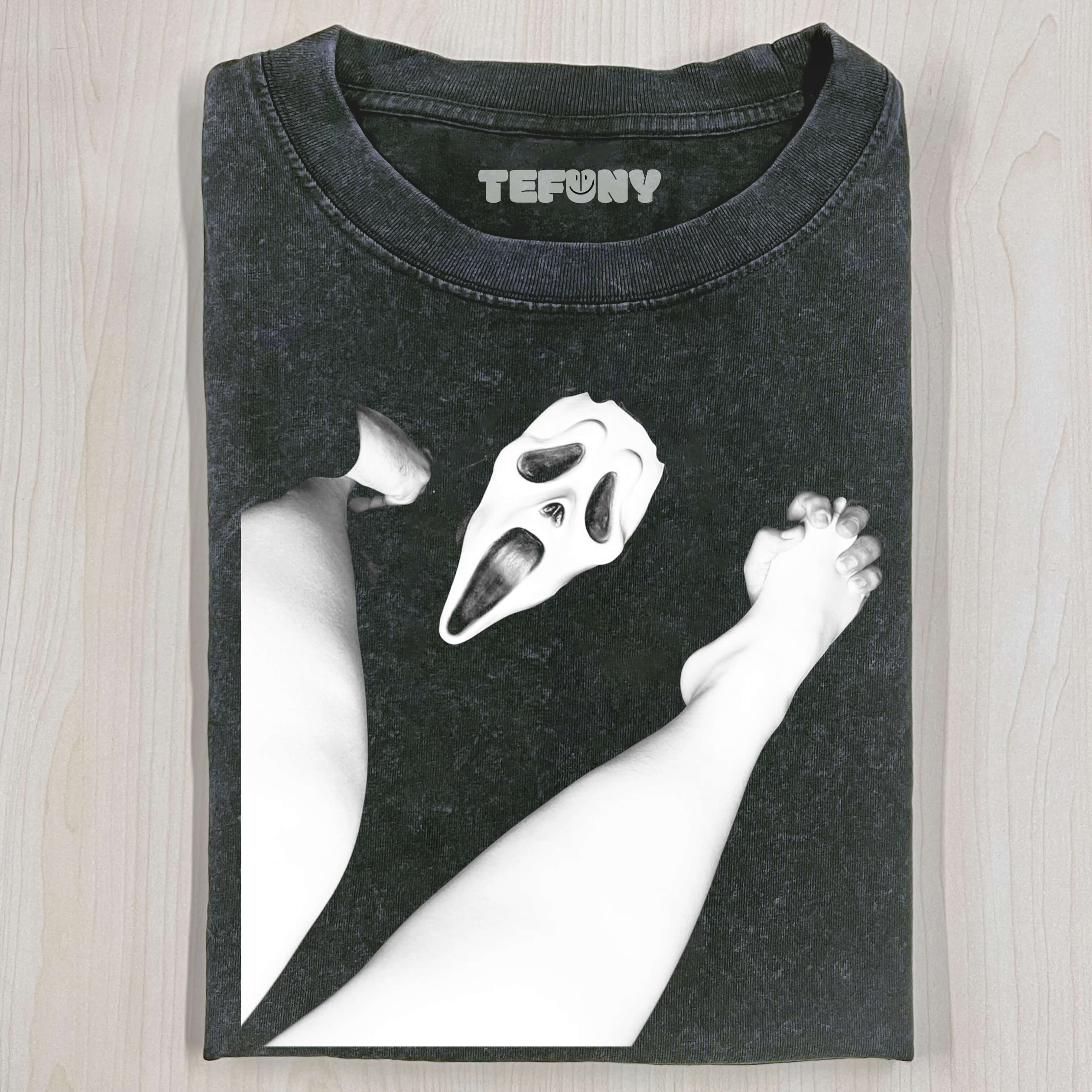 GHOST FACE GRABBING FEET T-SHIRT